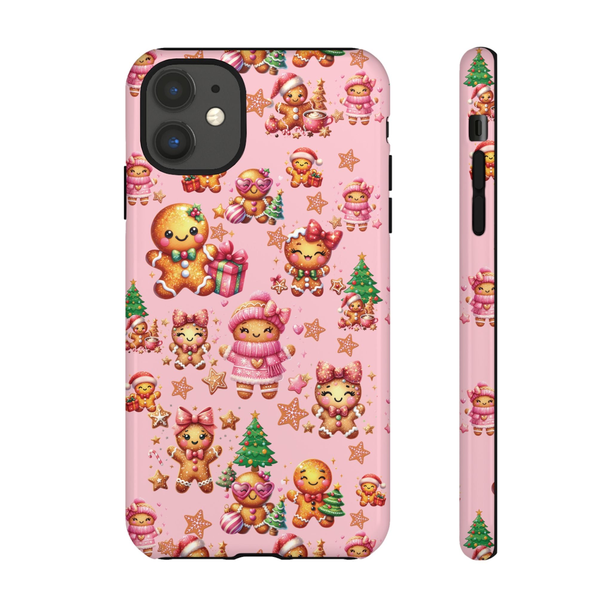 Adorable Pink Gingerbread Girl Phone Case Girly Holiday Vibes, Sweet Christmas Aesthetic, Cute & Festive Gift Idea for Her, Fun Protective Cover