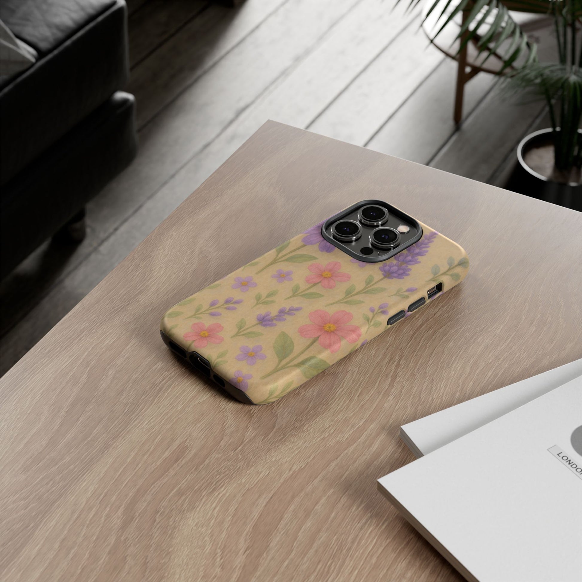 3D Illusion Wildflower Phone Case Cute Pastel Floral Design in Lavender, Pink, Mint Green – Aesthetic Protective Case for iPhone and  Android