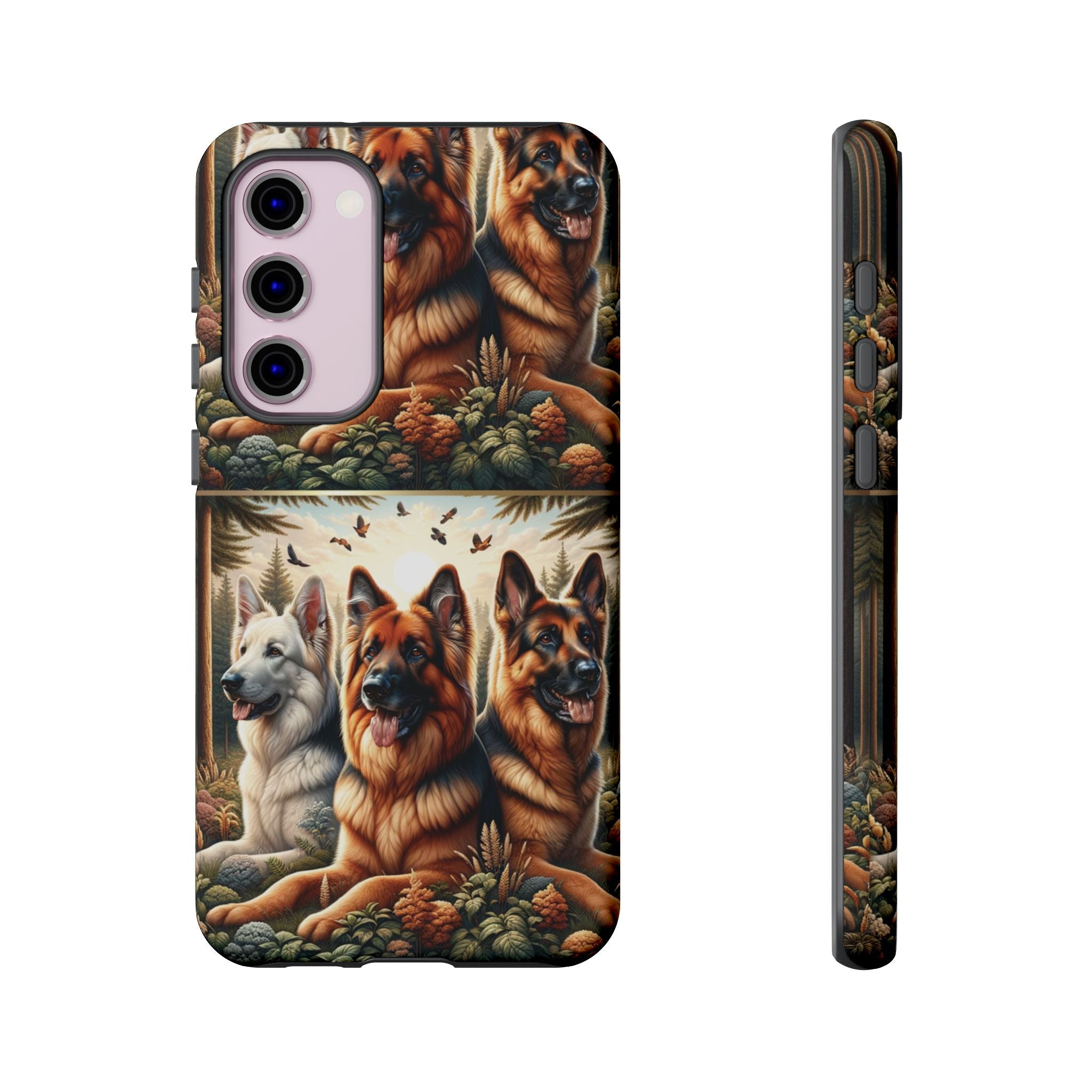 German Shepherd Phone Tough Case Floral Elegant Durable Dog Lover Devices iPhone 15, Samsung iPhone Samsung Accessory Gift for Her