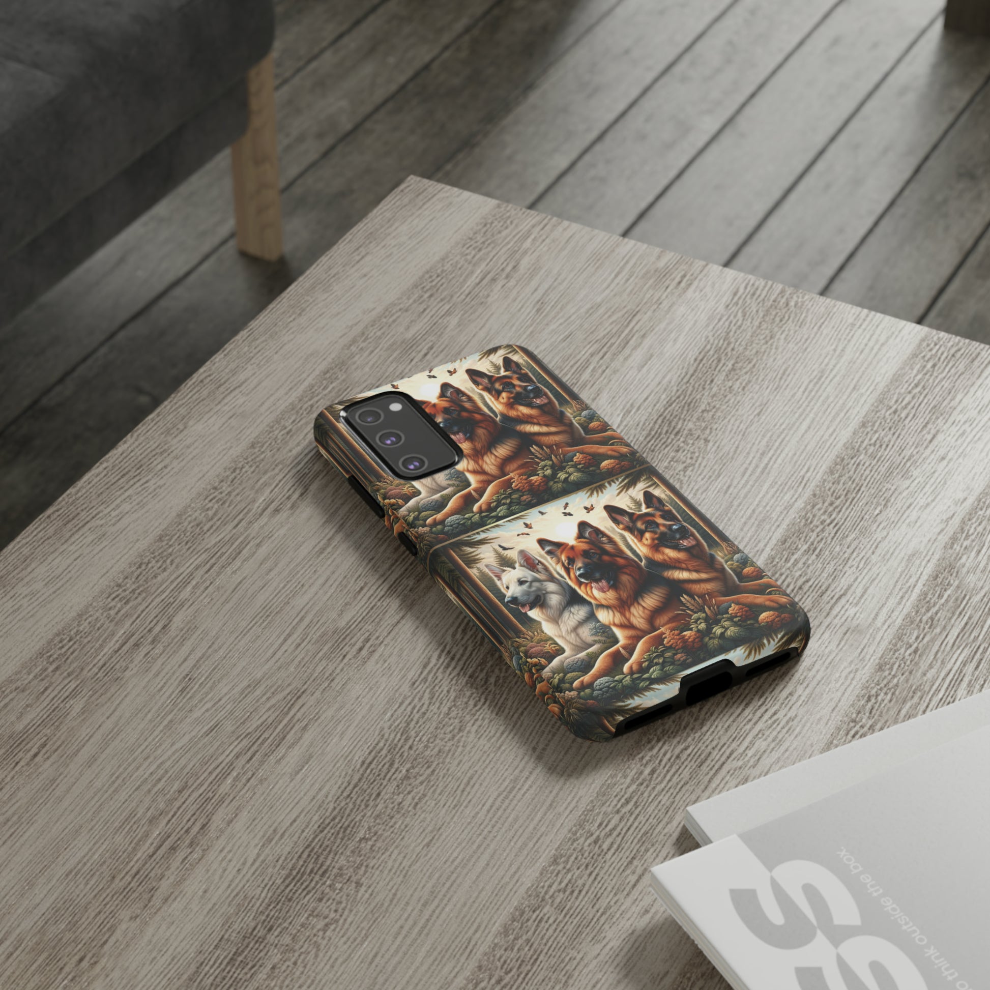 German Shepherd Phone Tough Case Floral Elegant Durable Dog Lover Devices iPhone 15, Samsung iPhone Samsung Accessory Gift for Her.
