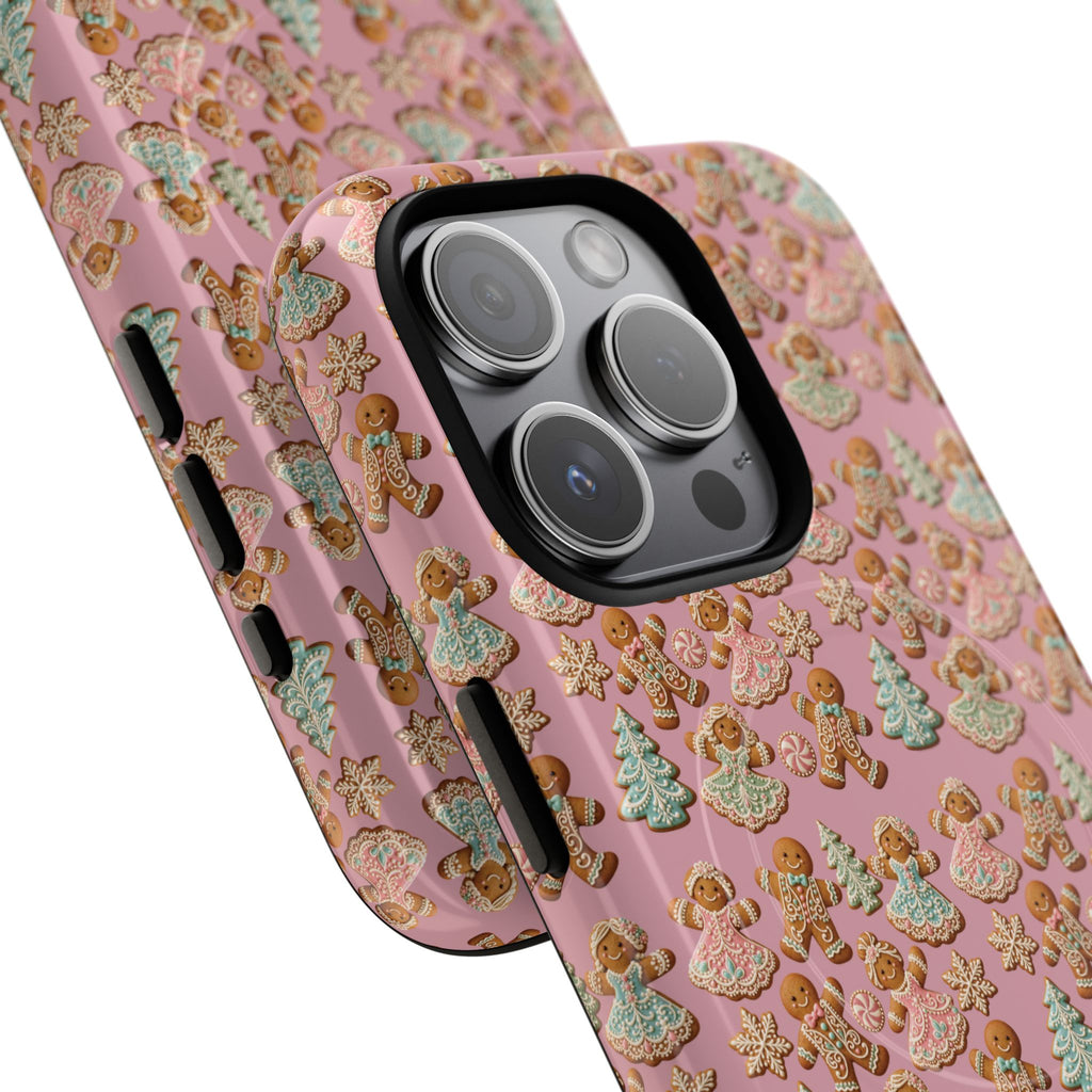 Phone Case — Pink Gingerbread Cookies Pattern Tough Magnetic Case