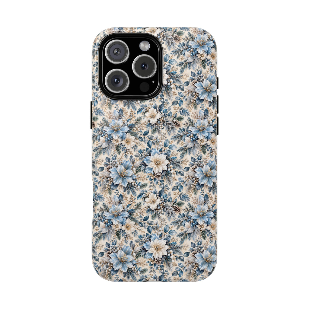 Icy Blue Floral MagSafe Tough Phone Case