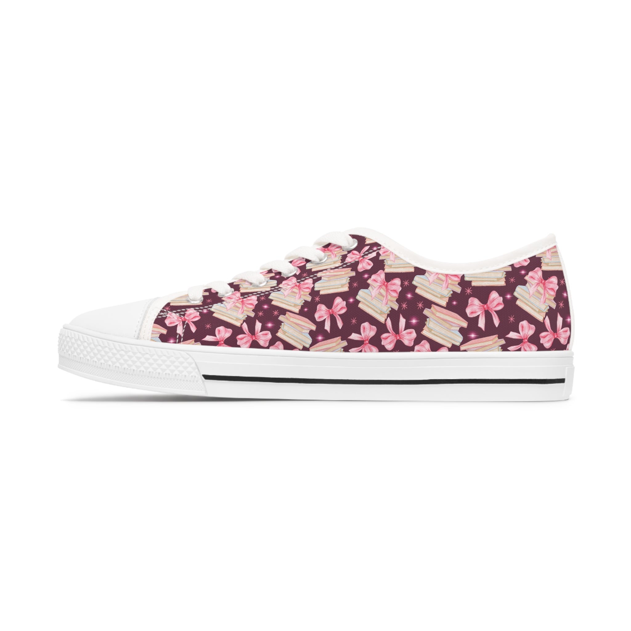 Coquette Pink Bows & Books Sneakers Step Out in Style with Stunning USA Symbol! Perfect for Everyday Wear and Proud Americans. Durable, High-Quality Footwear Everyday Activities - MRSBYVALLE