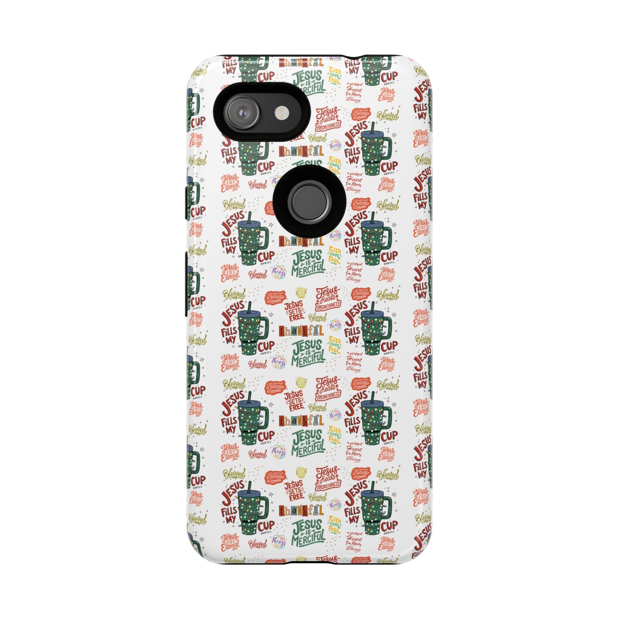 Jesus Fill My Cup Phone Case Cute Floral Design in Red, Pink, Blue – Aesthetic Protective Case for iPhone and  Android
