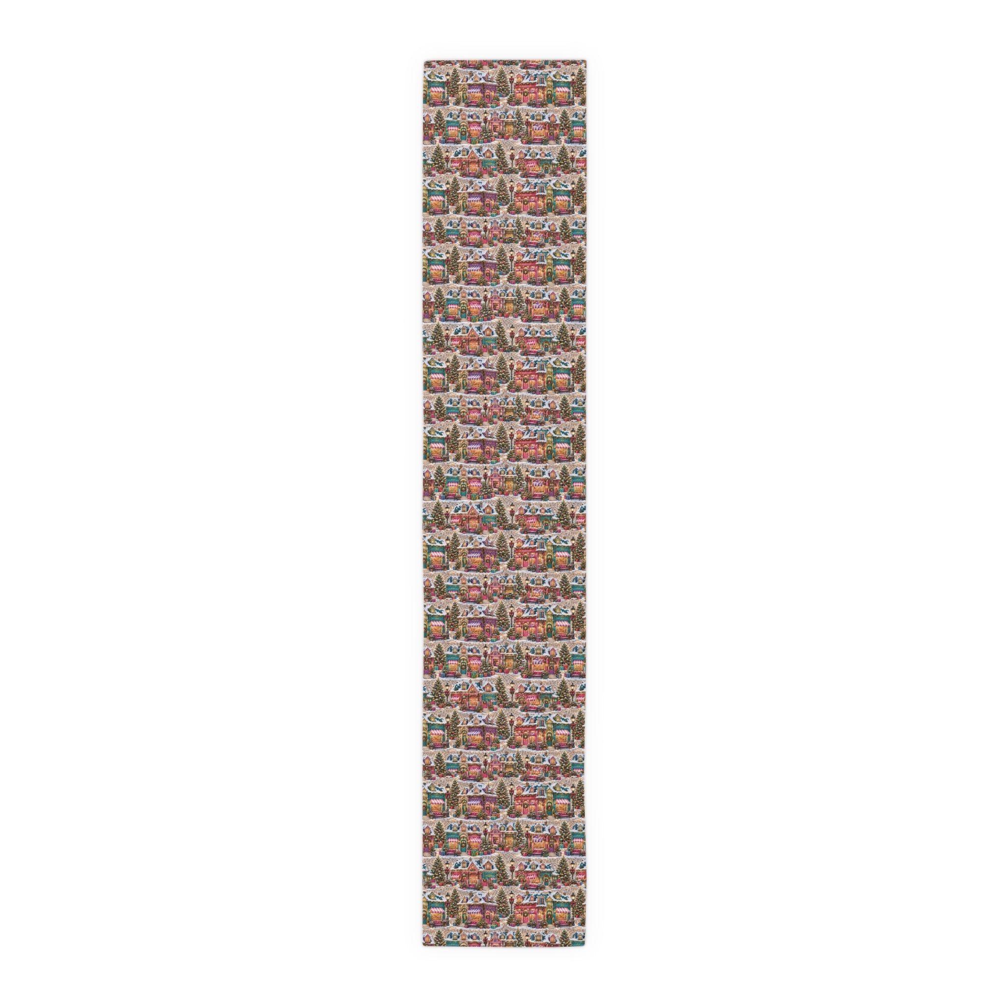 Vintage Christmas Village Table Runner Holiday Perfect Runner Village Scene Cottage