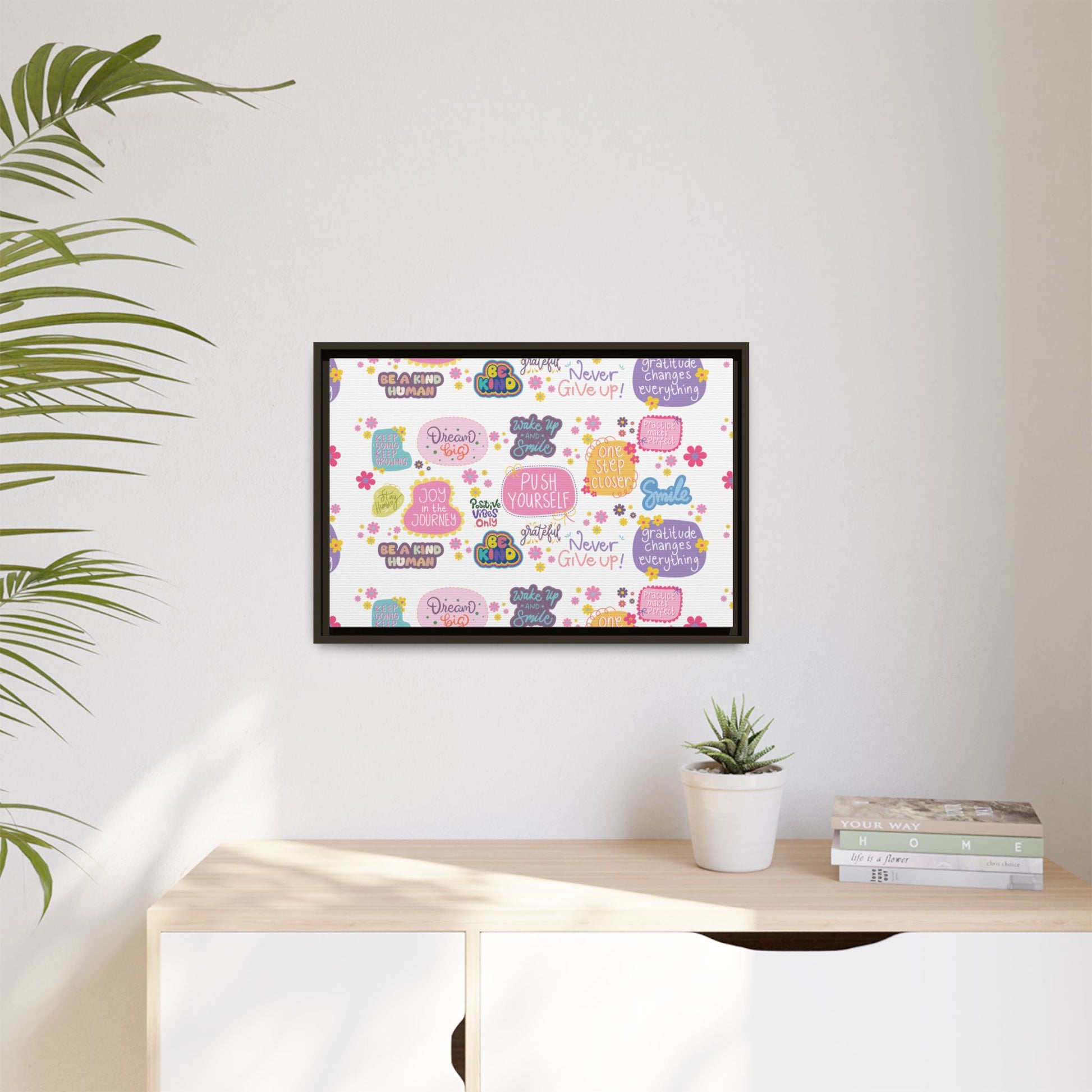 Good Vibes Only Canvas Wall Art – Ready‑to‑Hang Motivational Quote Picture, Positive Affirmation Home & Office Décor, Uplifting Gift Idea Bedroom, or Office Décor Gift for Mom