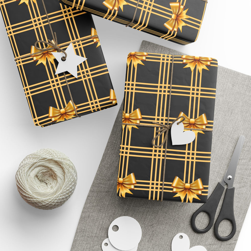 Black and Gold Bows Wrapping Paper Luxury Lover's Wrapping Paper Collection Festive Perfect for Wedding Holiday Decor – Premium Quality