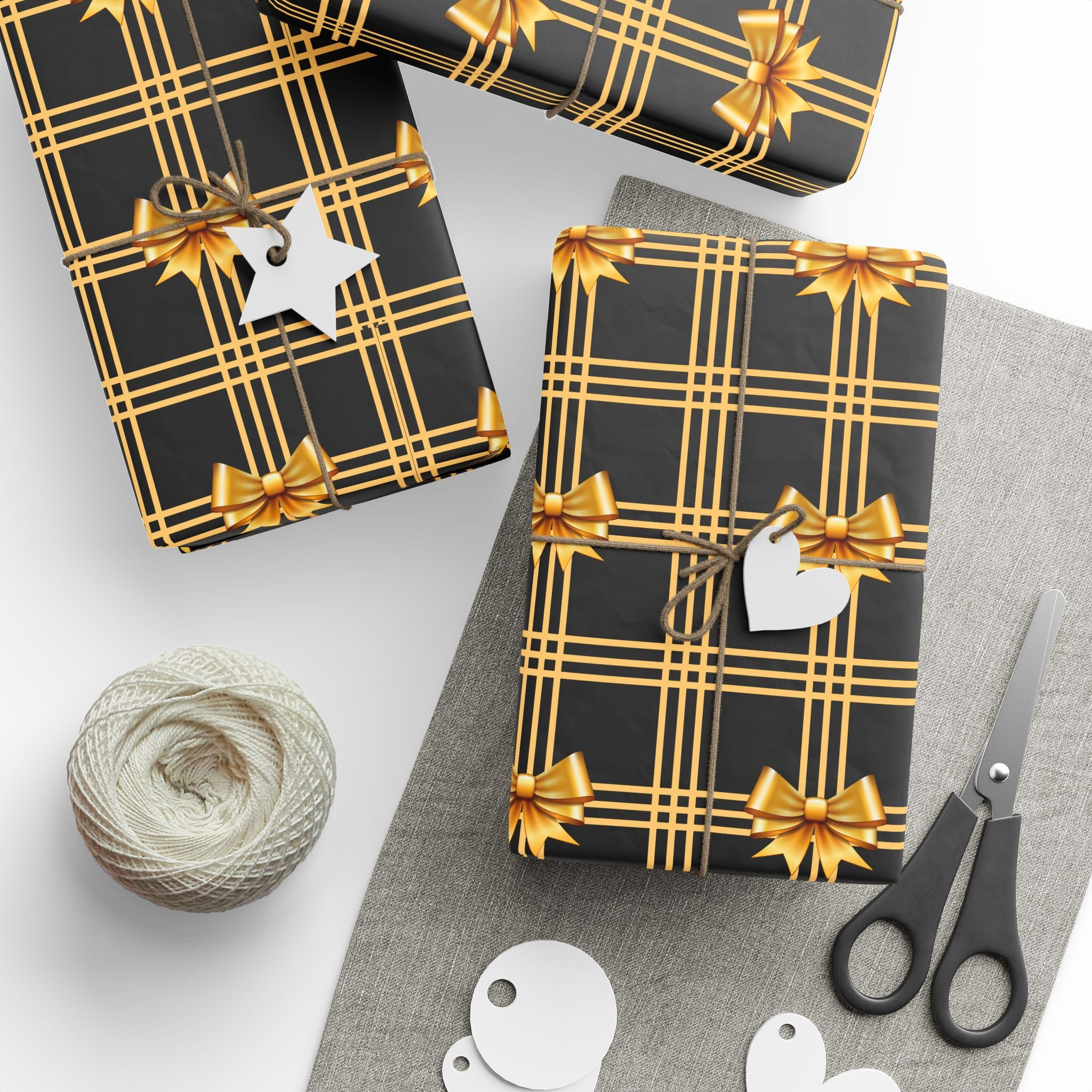 Black and Gold Bows Wrapping Paper Luxury Lover's Wrapping Paper Collection Festive Perfect for Wedding Holiday Decor – Premium Quality