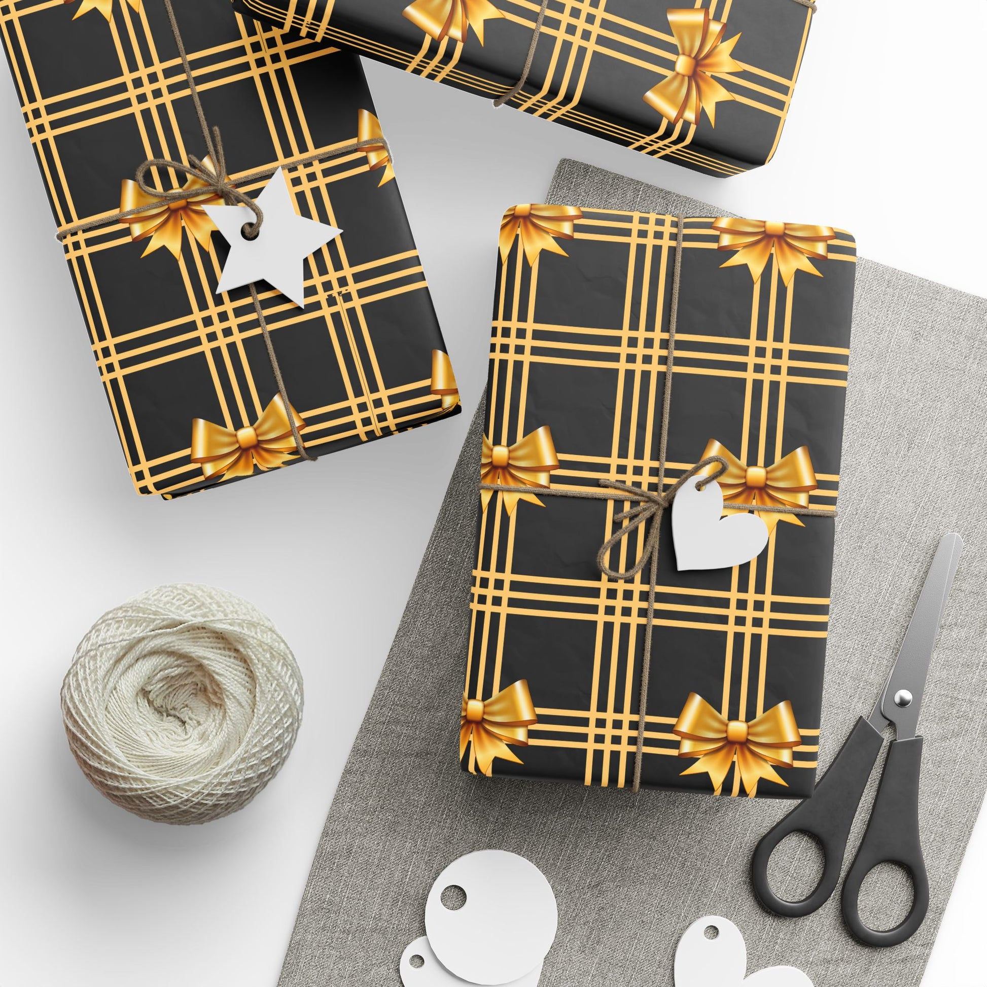 Black and Gold Bows Wrapping Paper Luxury Lover's Wrapping Paper Collection Festive Perfect for Wedding Holiday Decor – Premium Quality