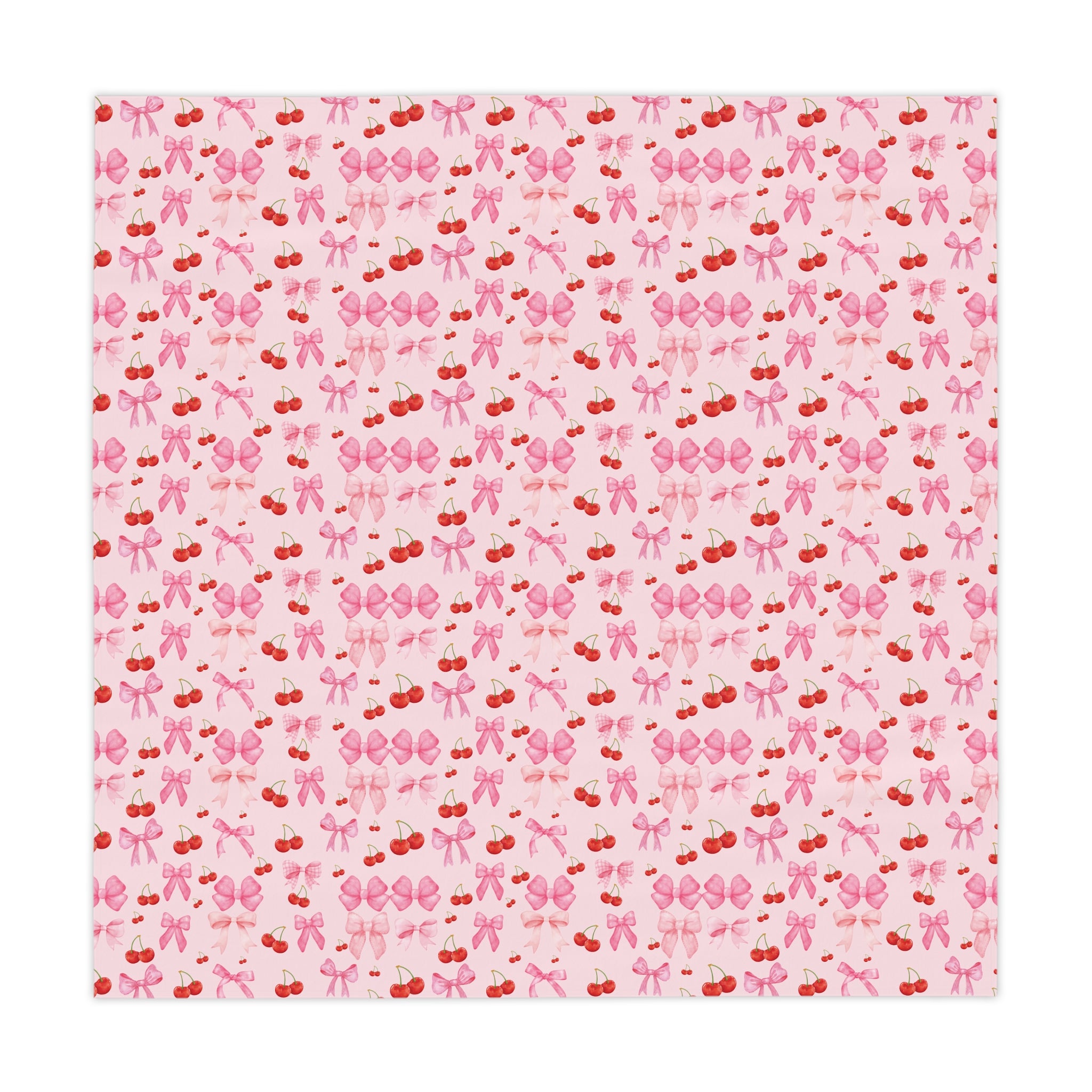 Tablecloth Whimsical Elegance with Coquette Cherry Ribbon Bows Design for Dining Any Dining Room, Kitchen Table or Outdoor Setting for Home, Weddings, Birthdays all Events Durable & Stylish for All Occasions.