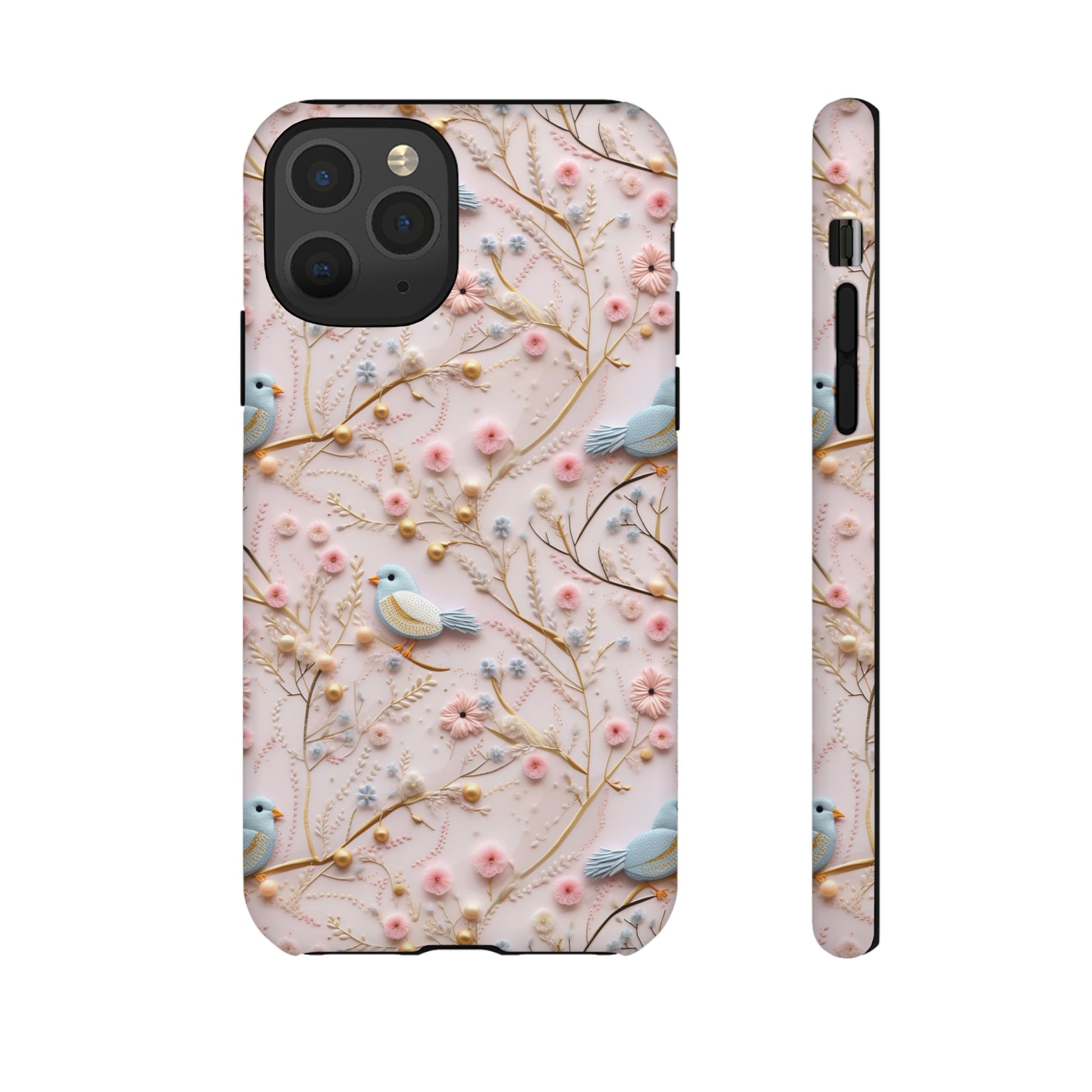 3D Birds Elegant Faux Flowers Phone Case Stylish & Durable for iPhone Samsung Gift iPhone 15, 14, 13 Samsung Pixel Gift for Mom Accessory Gift for Her