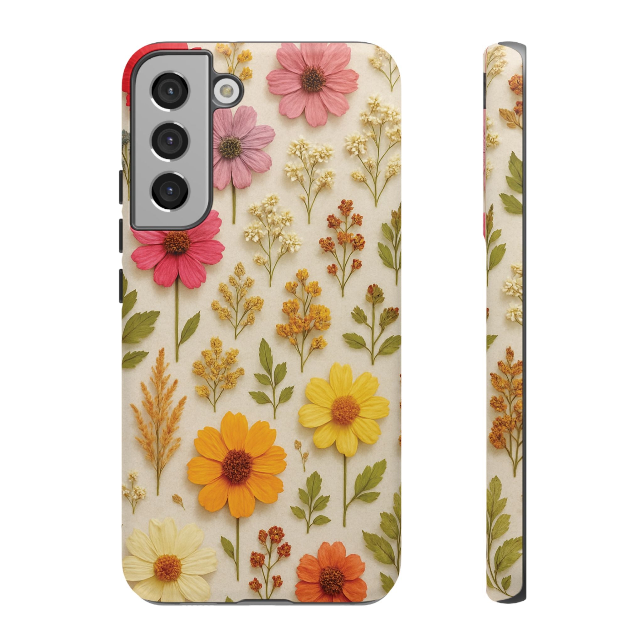 Dried Flowers Illusion Phone Case – Realistic Botanical Aesthetic, Colorful Pressed Floral Art, Trendy Nature-Inspired Protective Cover  iPhone & Samsung Models
