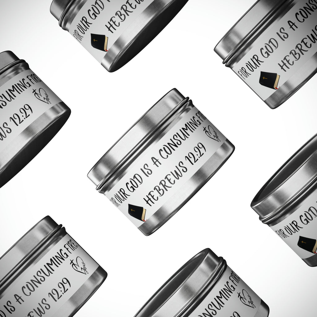 New House Sacred Light Divine Verse Tin Candles Embrace Peace with 4oz/8oz Coconut Soy Wax, Hand-Poured in USA. Lead-Free Wick, 20-40hr Burn. Evergreen, Vanilla, More. Spiritual Ambiance Awaits. Grace.
