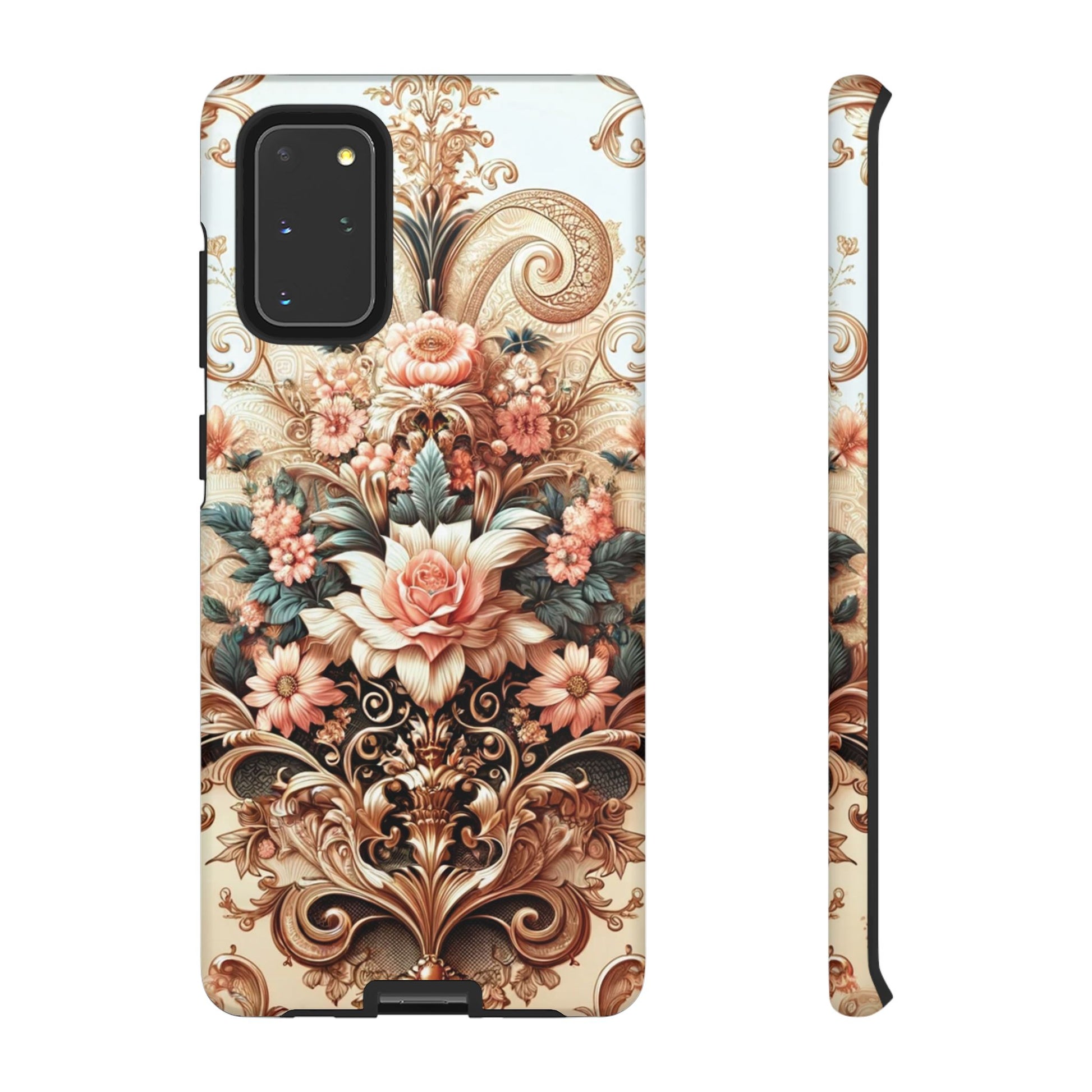 Gold Design Luxury Phone Tough Case Floral Elegant Durable Stylish for Modern Devices iPhone 17, 16, 15, Samsung iPhone Samsung Accessory Gift for Her