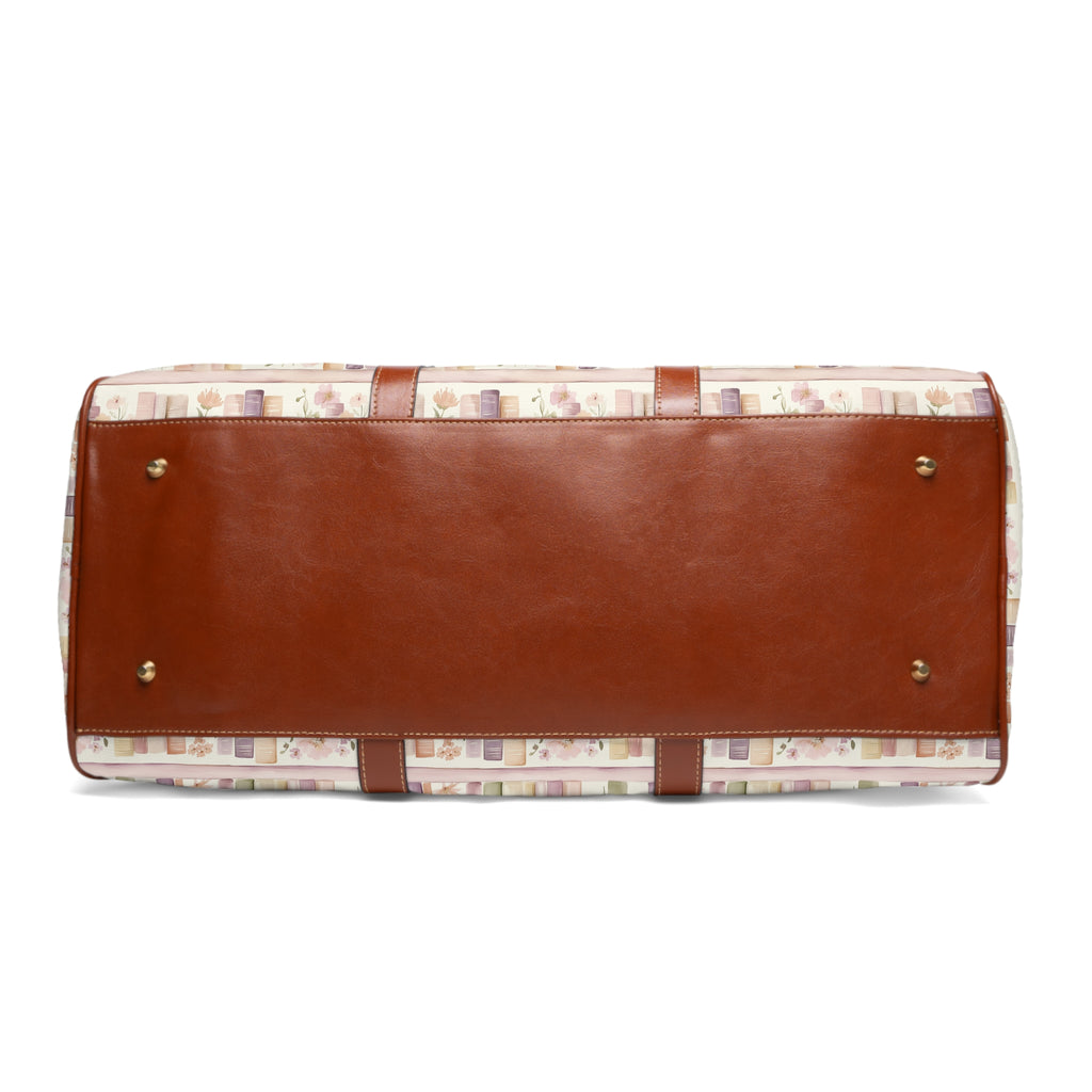 Lavender Books & Floral Weekend Travel Bag — Waterproof Travel Bag