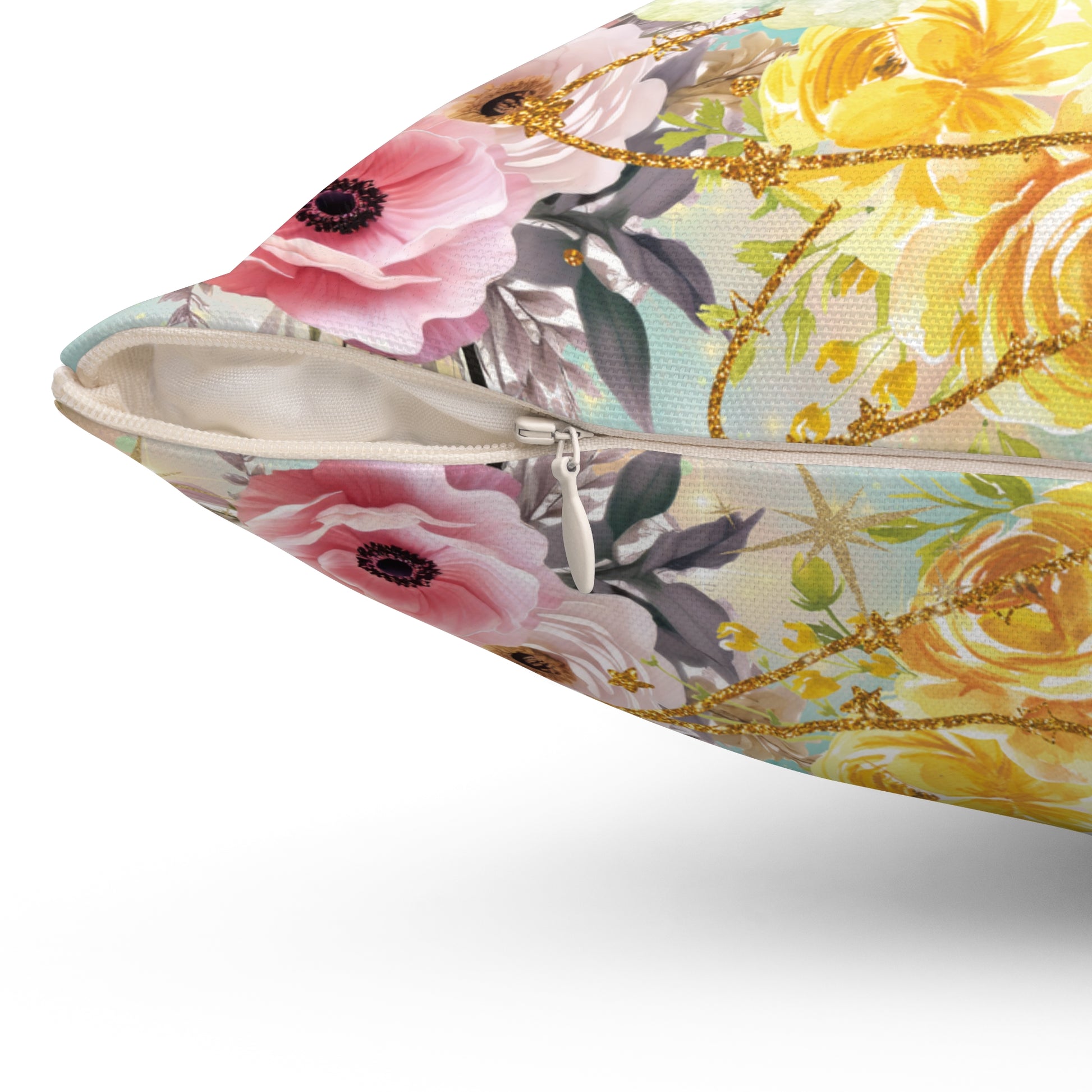Pastel Luxury Floral Square Pillow – Colorful Botanical Print for Home Decor, Add Cozy Elegance to Your Living Room, Bedroom, or Reading Nook