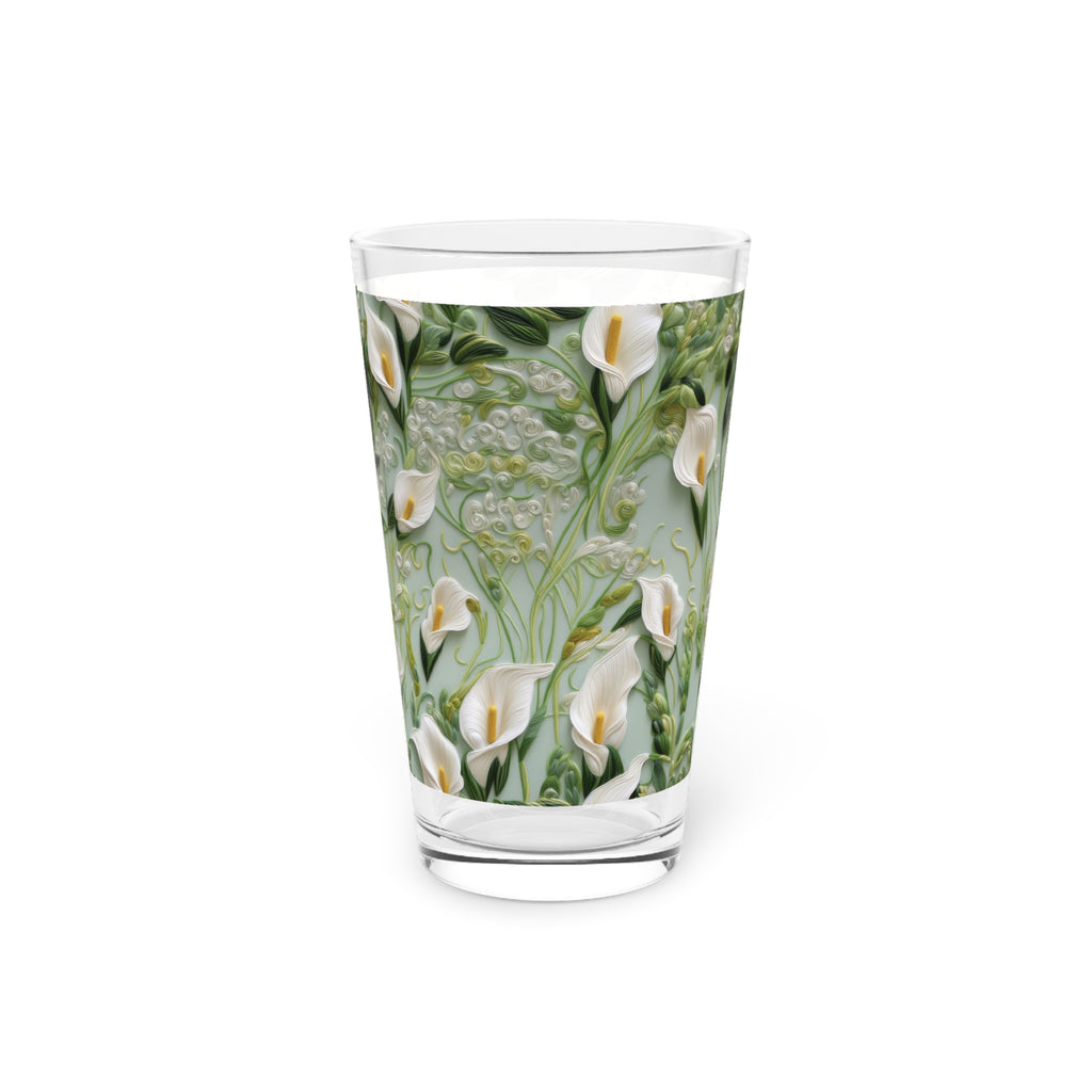 Elegant Calla Lily 16oz Pint Glass Vibrant Floral Design, Durable Glassware for Home & Holiday Gatherings, Perfect Christmas Gift for Nature & Flower Lovers Perfect for Parties - MRSBYVALLE