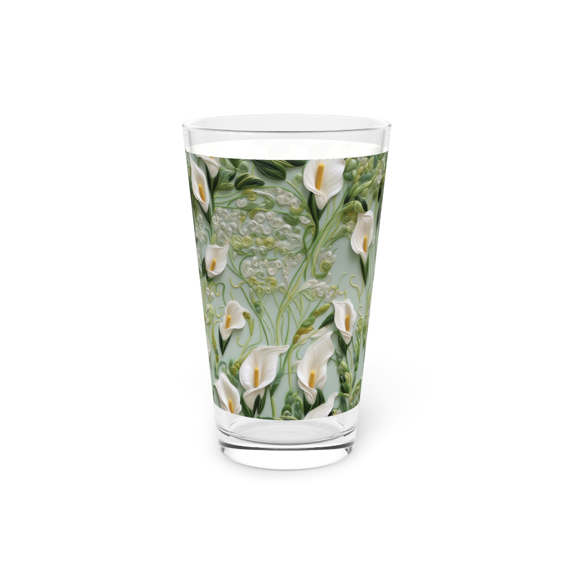 Elegant Calla Lily 16oz Pint Glass Vibrant Floral Design, Durable Glassware for Home & Holiday Gatherings, Perfect Christmas Gift for Nature & Flower Lovers Perfect for Parties - MRSBYVALLE