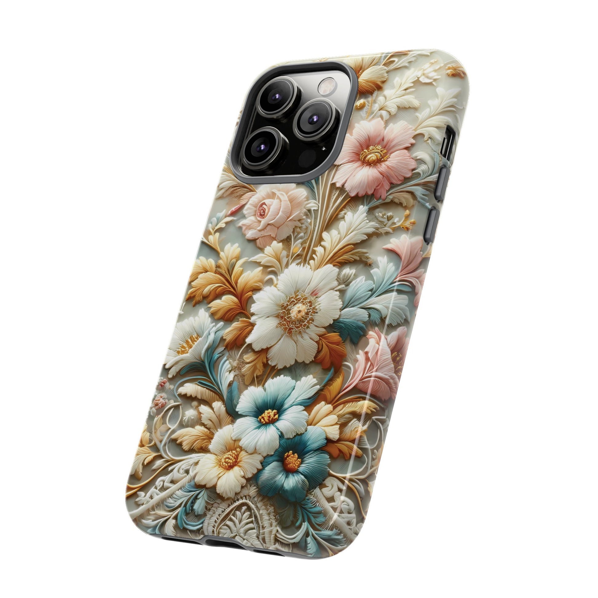 3D Elegant Faux Flowers Phone Case Stylish & Durable for iPhone Samsung Gift iPhone 15, 14, 13 Samsung Pixel Gift for Mom Accessory Gift for Her