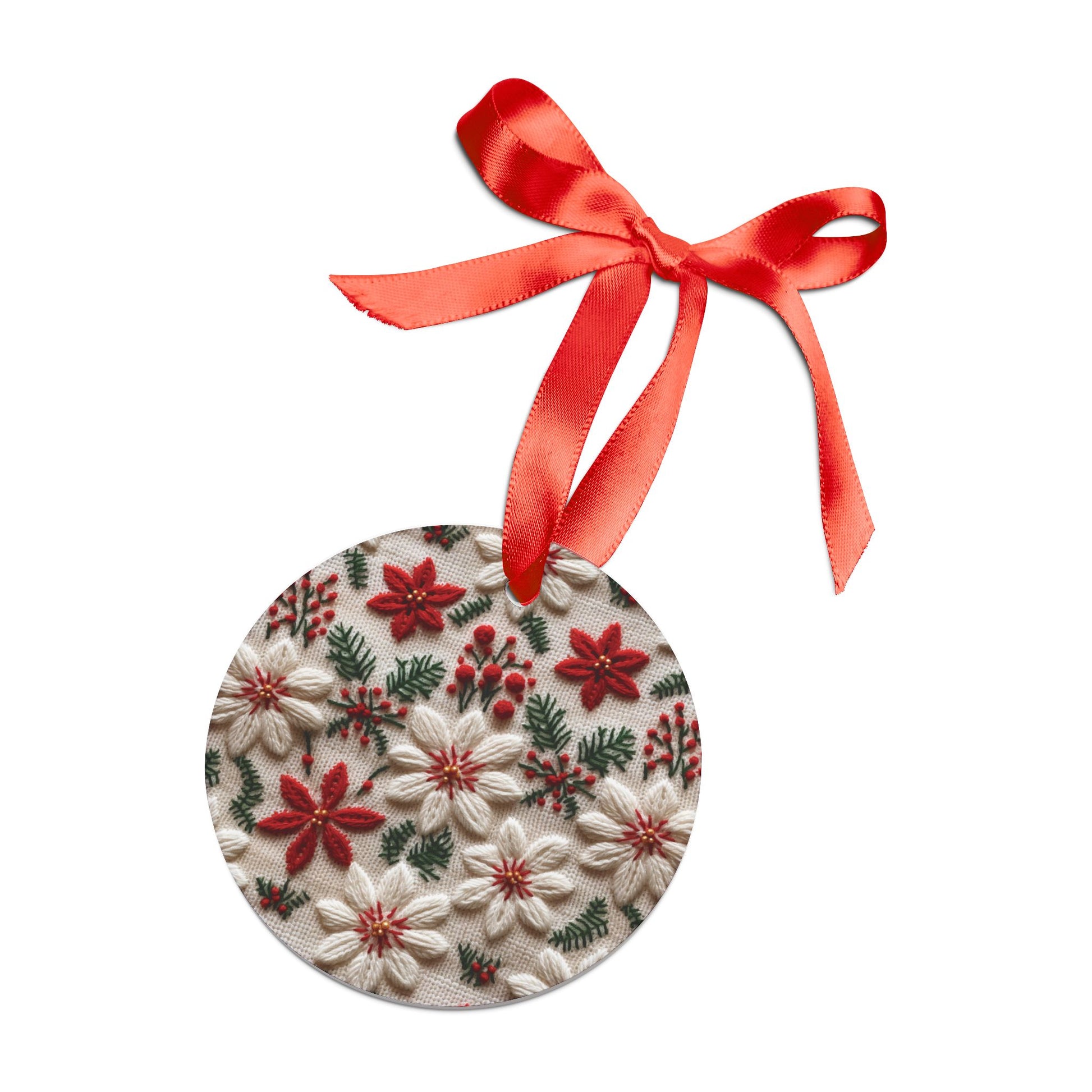 Charming 3D Knit Illusion Poinsettia Floral Ornament Festive Holiday Captivating Optical Illusion Perfect for Christmas Tree, Gift Acrylic with Ribbon Perfect Gift for Tree, Home, Holiday Keepsake Ideal for Tree Trimming - MRSBYVALLE