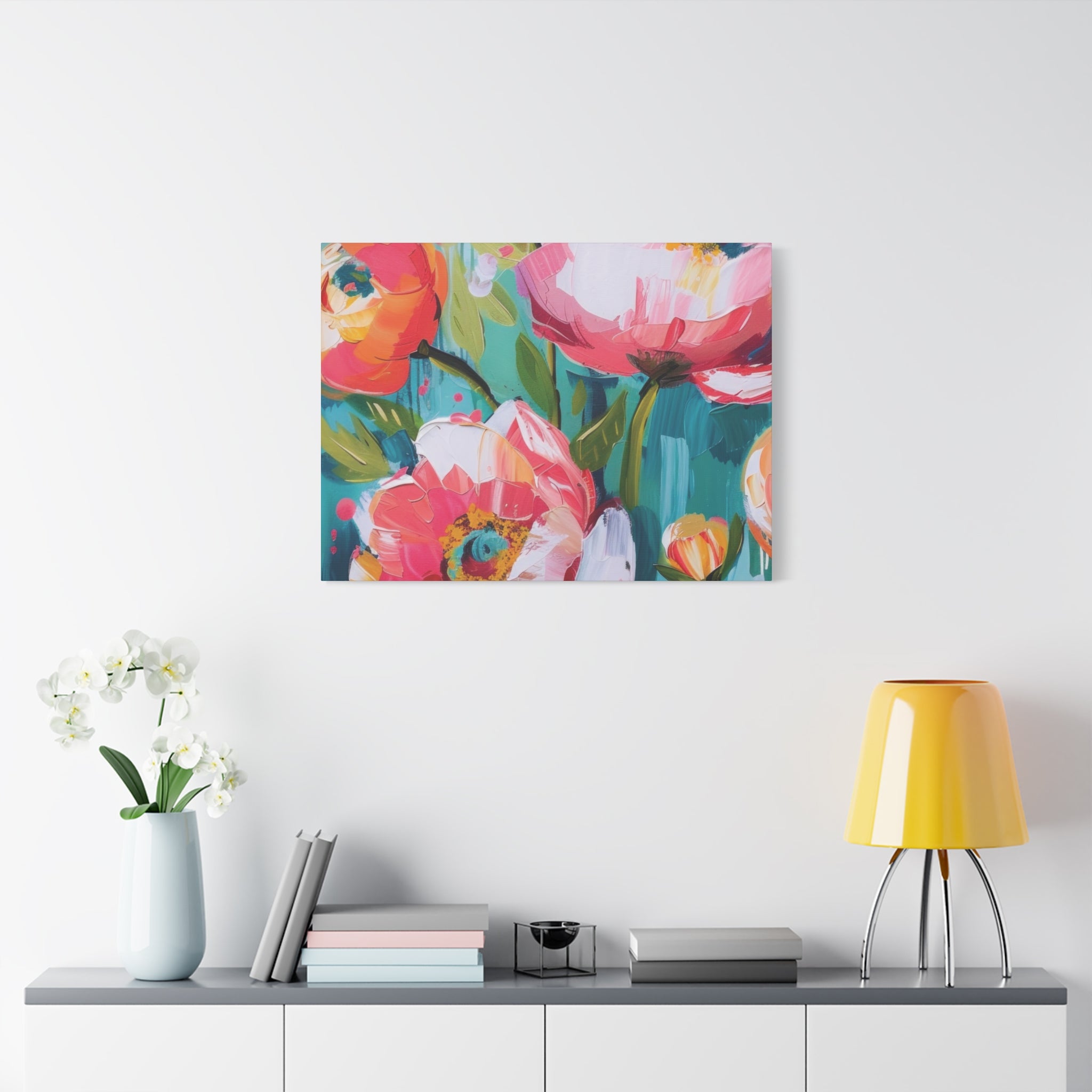 Unique Boho Floral Wall Art Matte Canvas Stretched, Vibrant Botanical Design, Perfect for Living Room, Bedroom, or Office Decor, Adds a Stylish Touch to Any Space - MRSBYVALLE