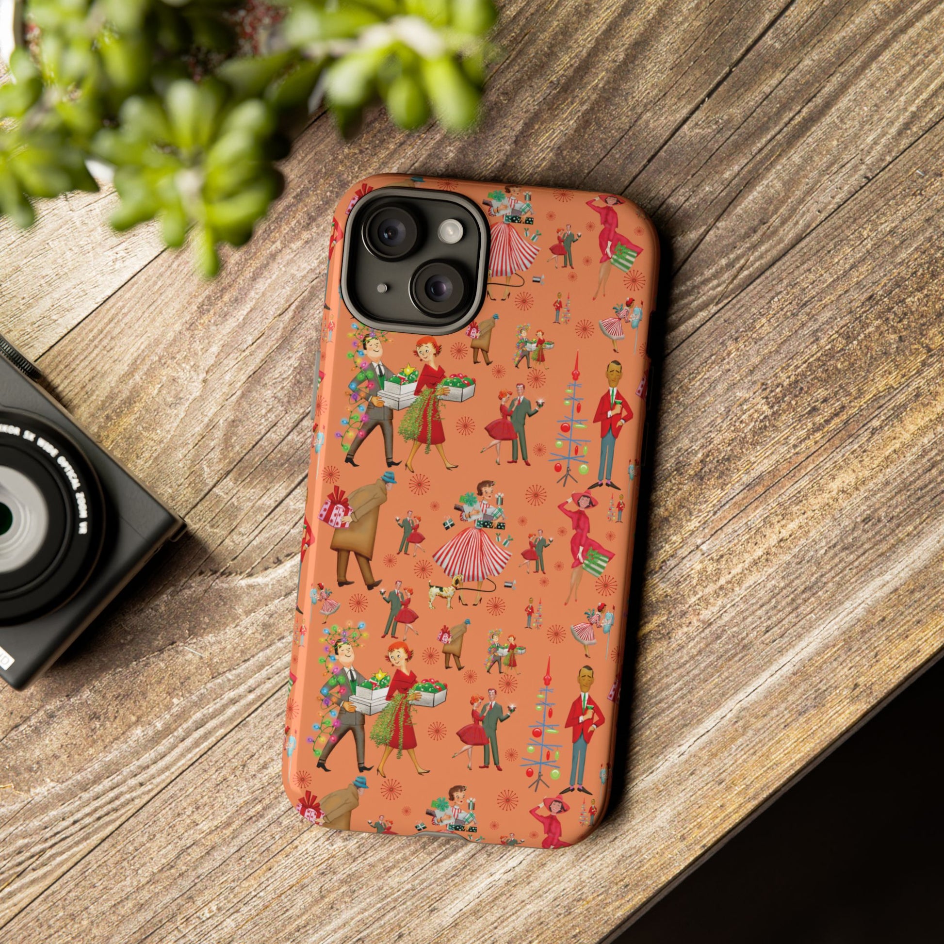 Retro Christmas 50s Phone Case Unique Holiday Protection for Your Device | Stylish & Durable Cover Gift for Her Phone 17, 16, 15, Samsung iPhone Accessory Gift for Her