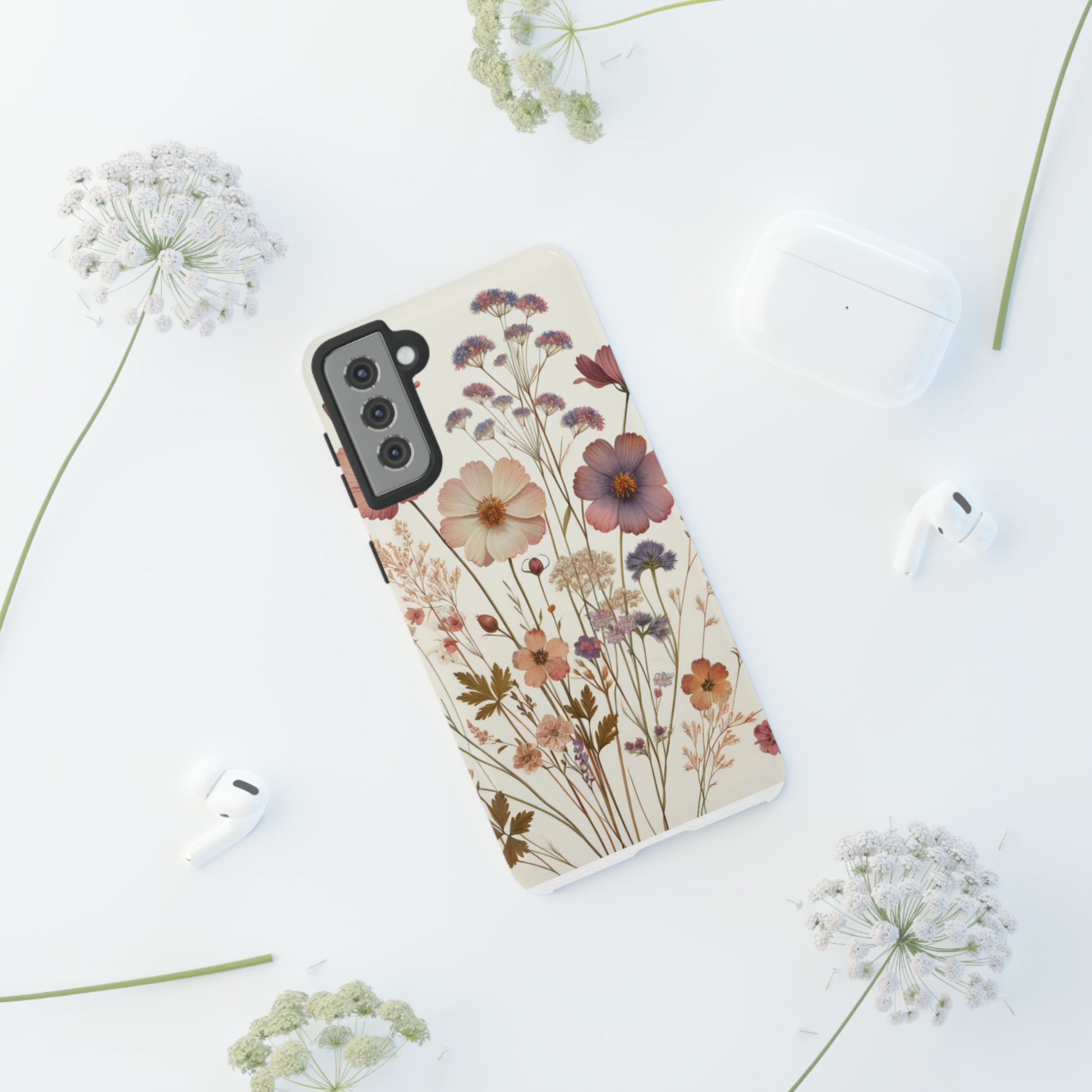 Wildflower Boho Luxury Phone Tough Case Floral Elegant Durable Stylish for Modern Devices iPhone 15, Samsung iPhone Samsung Accessory Gift for Her.
