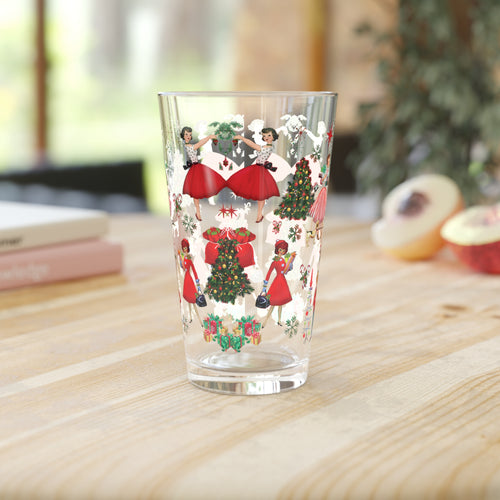 1950s Vintage 16 oz Pint Glass Retro Christmas Design | Unique Holiday Drinkware | Perfect Nostalgic Gifts & Decorations |Ideal Gift for Christmas Celebrations Elegance Durable, Glassware Perfect for Parties - MRSBYVALLE