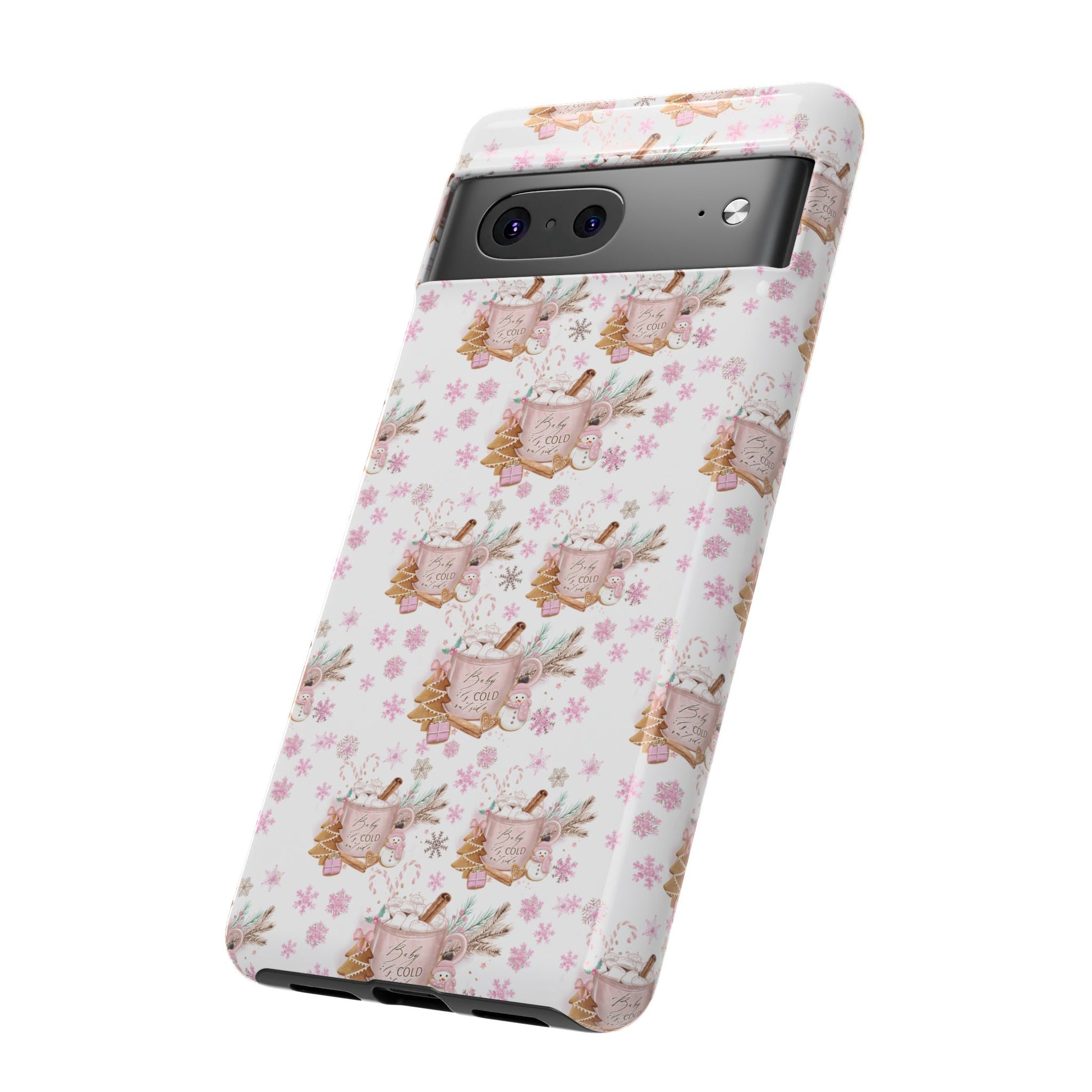 Baby it's Cold Outside Pink and White Phone Case Unique Holiday Protection for Your Device | Stylish & Durable Cover Gift for Her Phone 15, Samsung iPhone Samsung Accessory Gift for Her