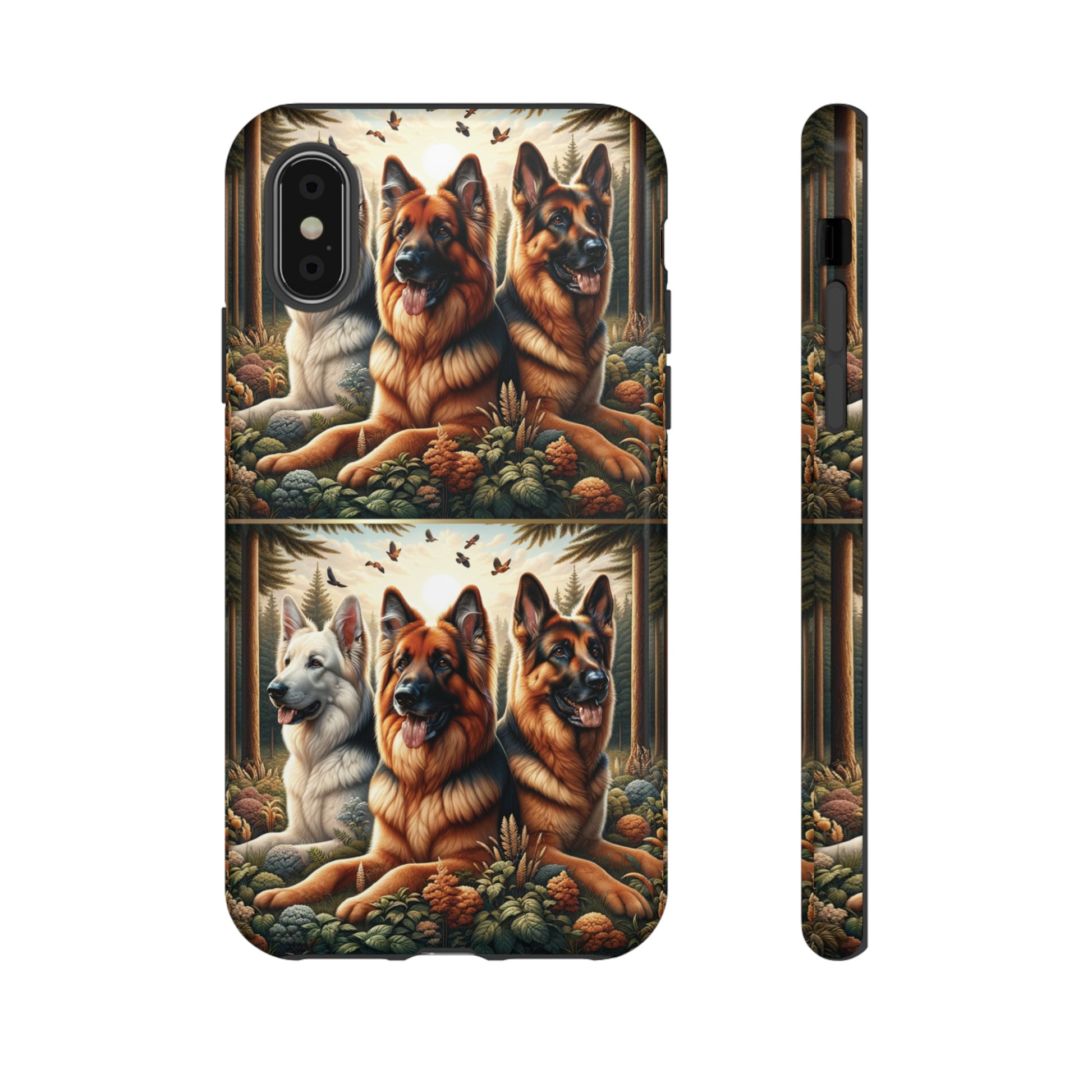 German Shepherd Phone Tough Case Floral Elegant Durable Dog Lover Devices iPhone 15, Samsung iPhone Samsung Accessory Gift for Her.