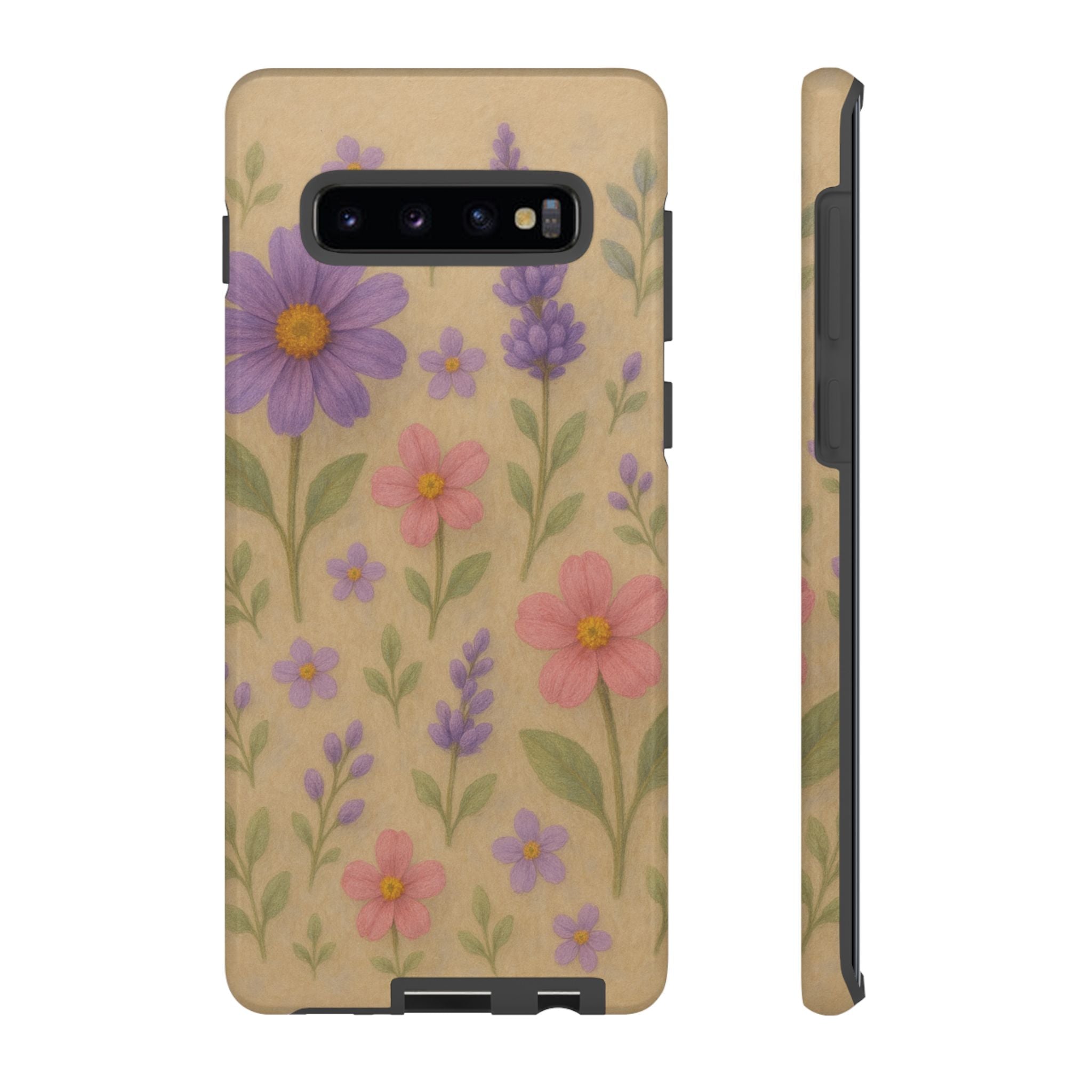 3D Illusion Wildflower Phone Case Cute Pastel Floral Design in Lavender, Pink, Mint Green – Aesthetic Protective Case for iPhone and  Android
