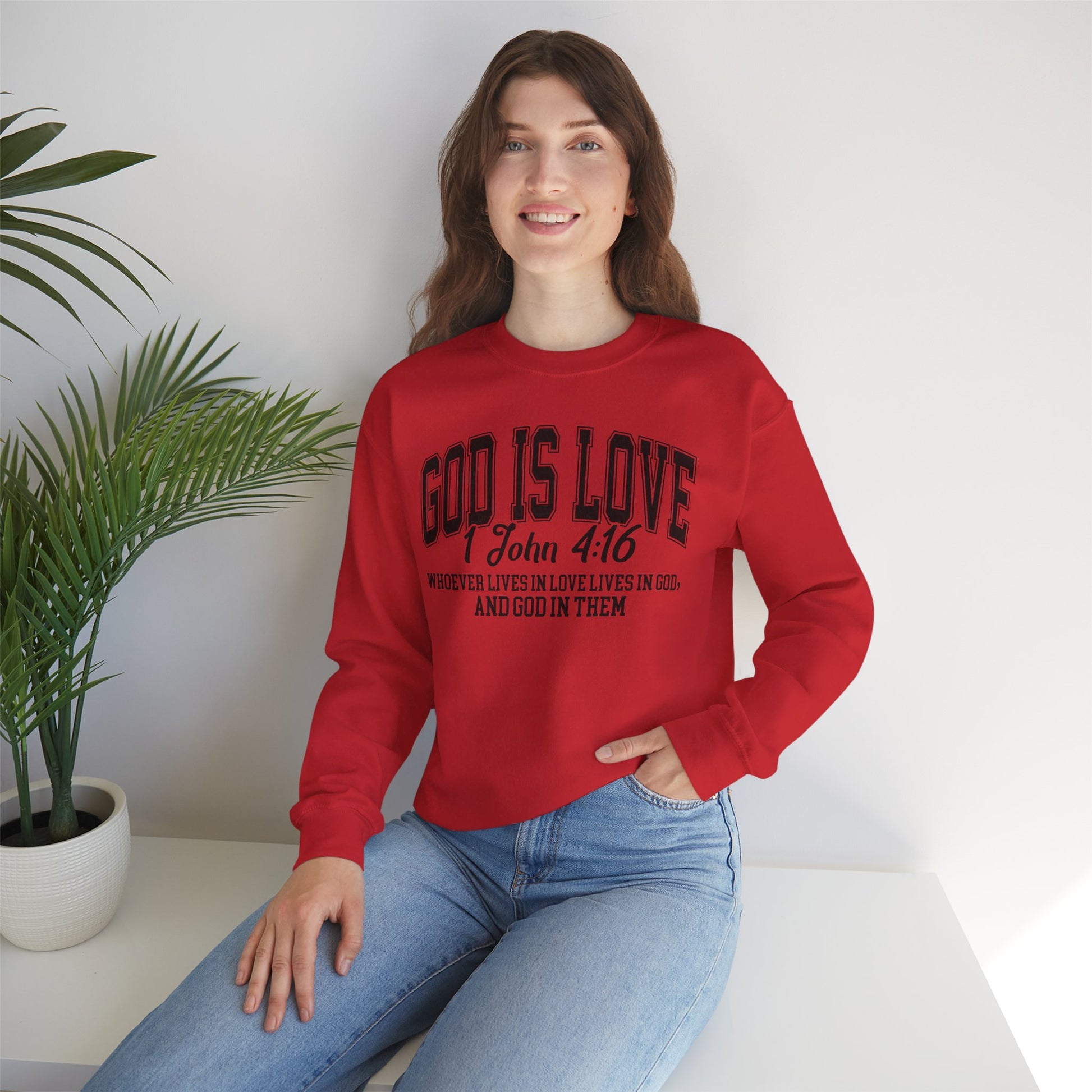 God Is Love Sweatshirt | 1 John 4:16 Bible Verse Christian Apparel | Faith-Based Unisex Crewneck | Inspirational Religious Gift Christians