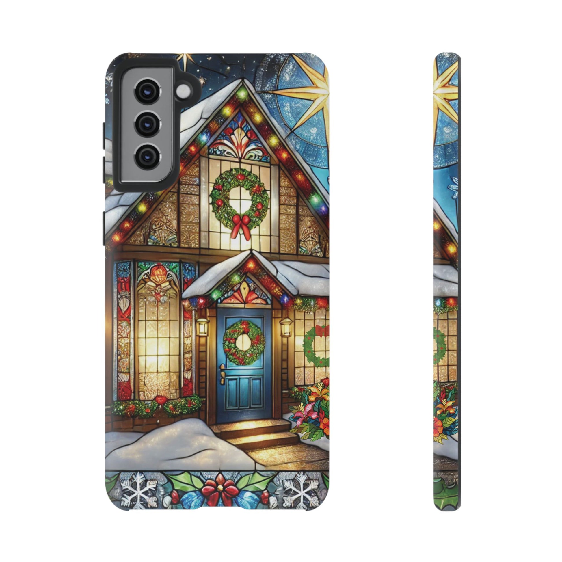 Stain Glass Christmas Phone Case Unique Holiday Protection for Your Device | Stylish & Durable Cover Gift for Her Phone 15, Samsung iPhone Samsung Accessory Gift for Her