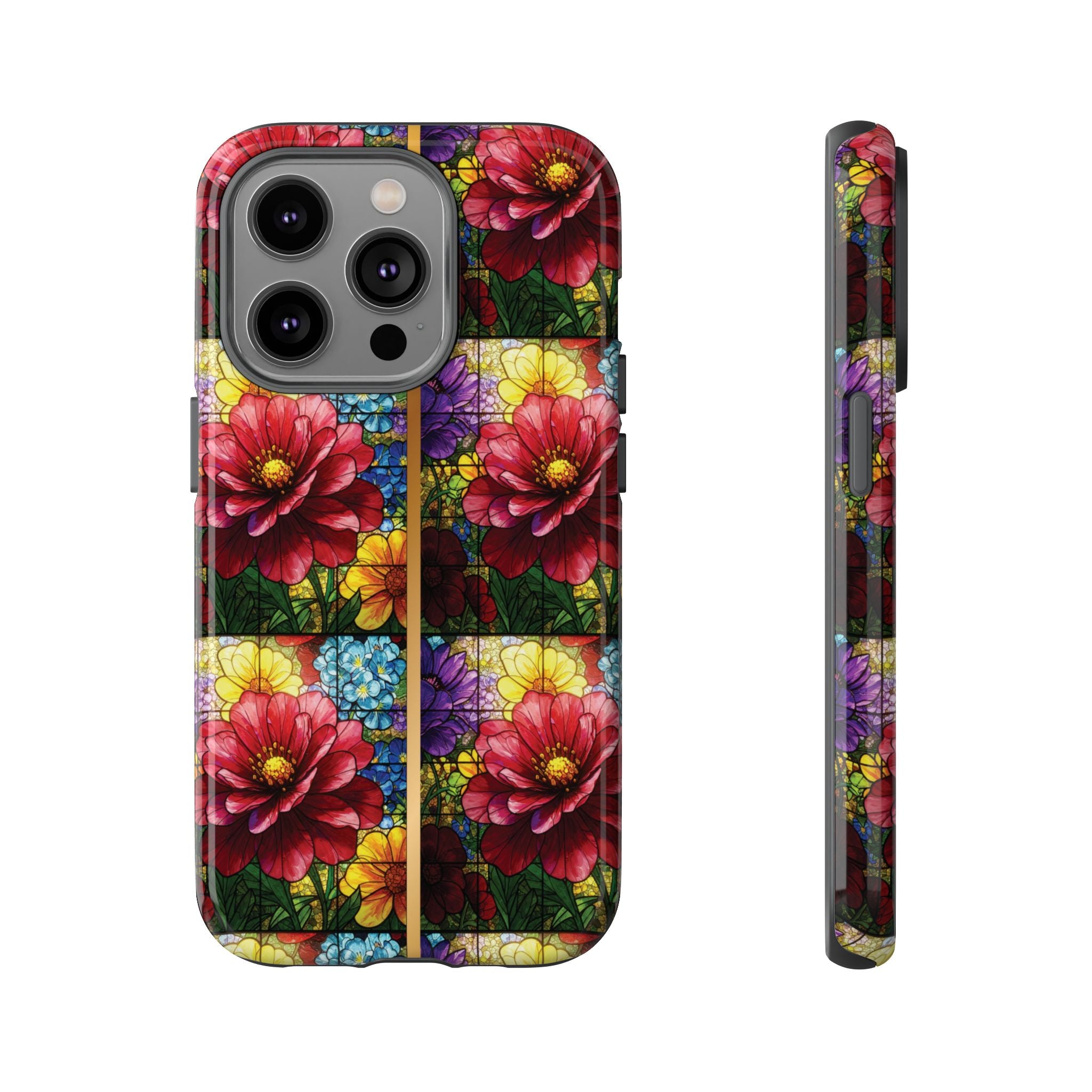 Stained Glass Illusion Floral Phone Case  3D Colorful Flower Design, Protective Christian Gift, Fits iPhone, Samsung, Google Pixel
