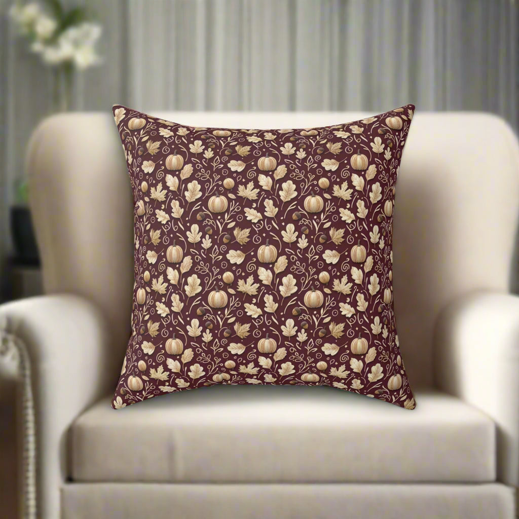 Decorative pillow with floral pattern on a white background