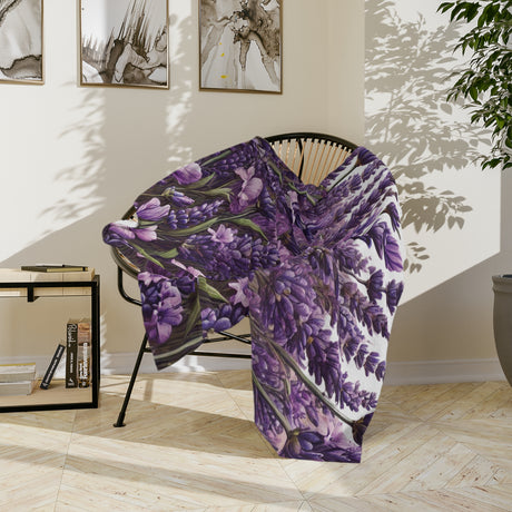 Wildflowers Lavender Bright Colors Minky Blanket Throw Ultra-Soft Minky Blanket Cozy Comfort Blanket Elegant Home Decor Plush Microfiber for Maximum Comfort Blanket, Perfect for Snuggling Decor, Cozy All-Season Warmth, Housewarming Gift Throw