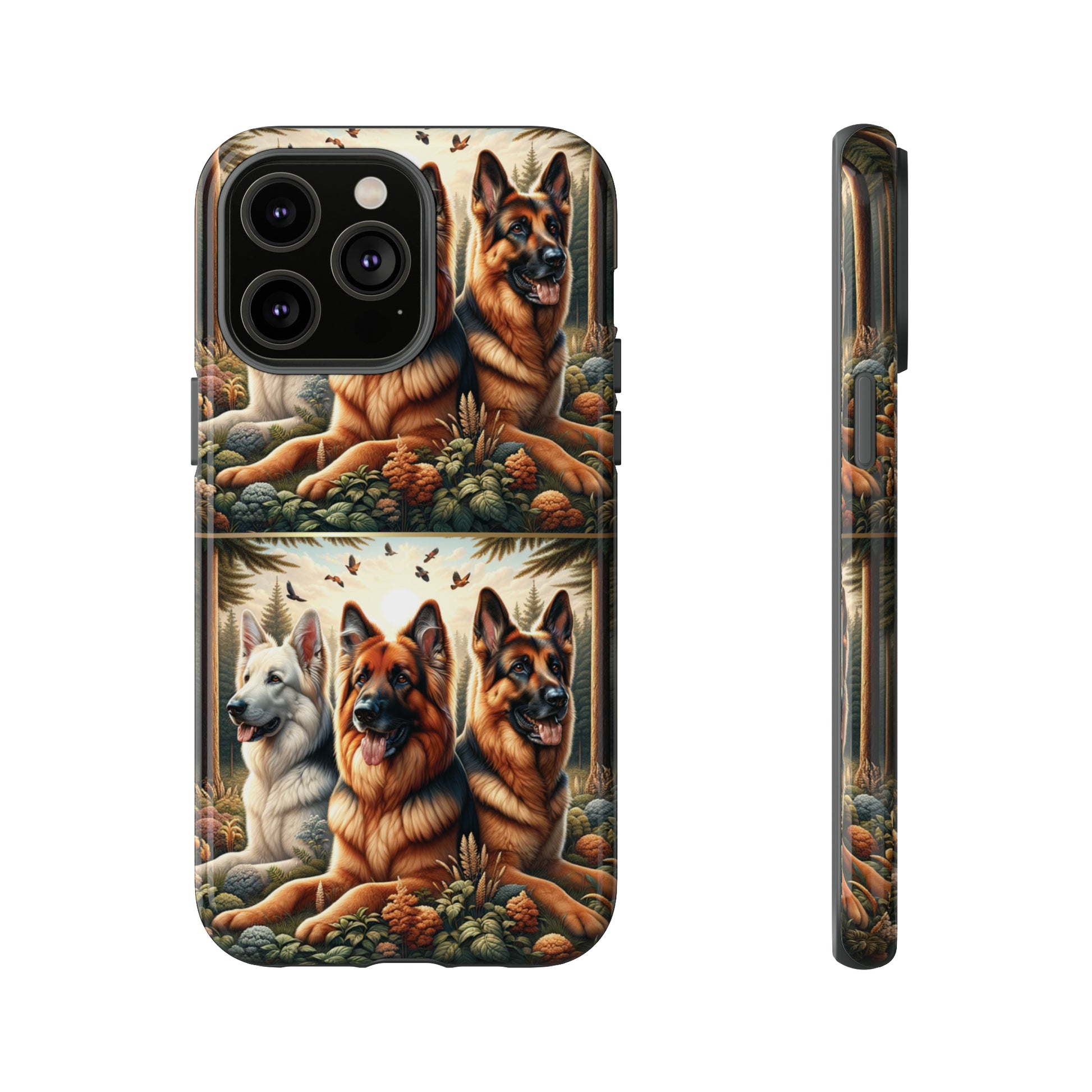 German Shepherd Phone Tough Case Floral Elegant Durable Dog Lover Devices iPhone 15, Samsung iPhone Samsung Accessory Gift for Her.