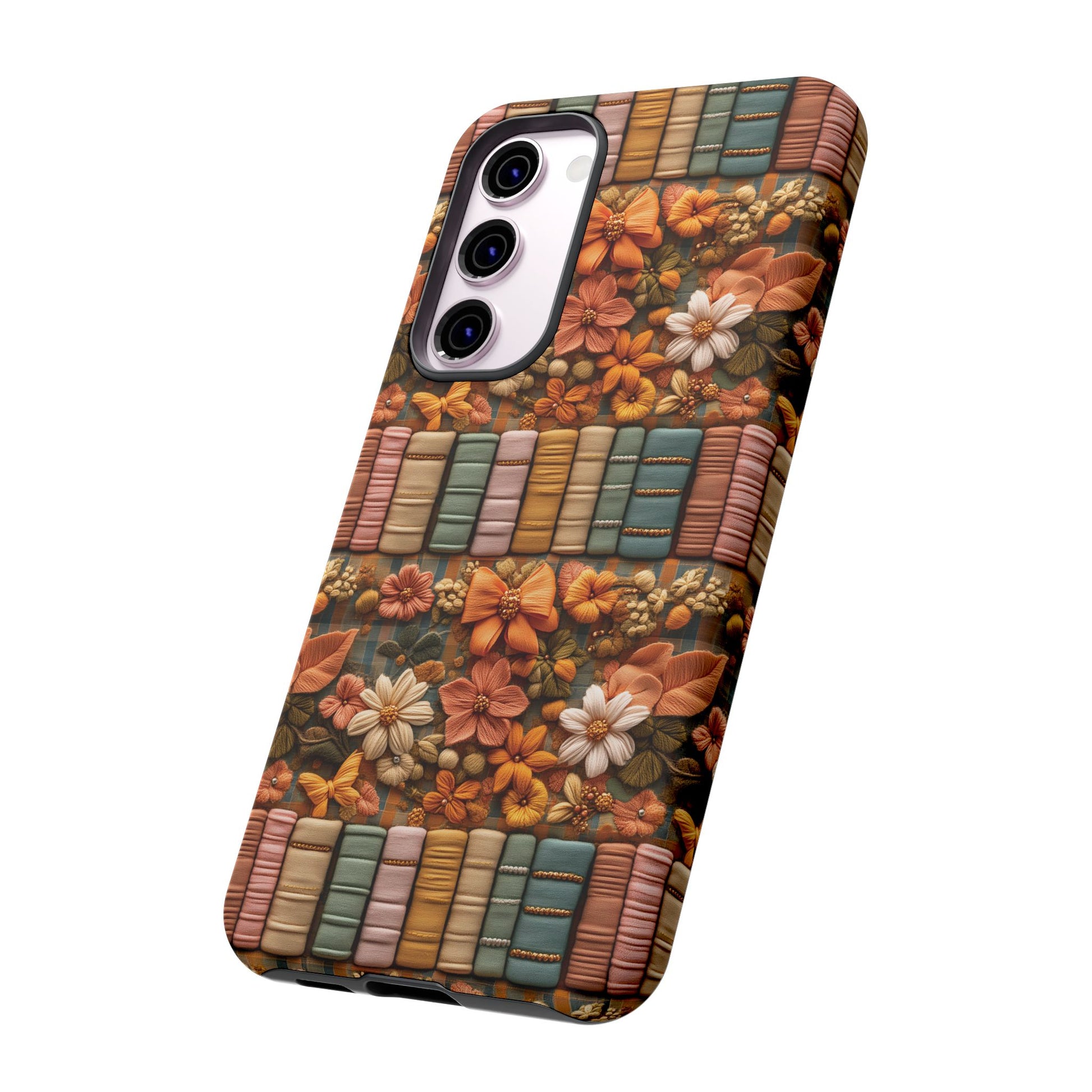 3D Illusion Boho Floral and Books Phone Case Gift for Her Phone 15, Samsung iPhone Samsung Gift for Her Case iPhone 15, Samsung iPhone Samsung Accessory Gift for Her