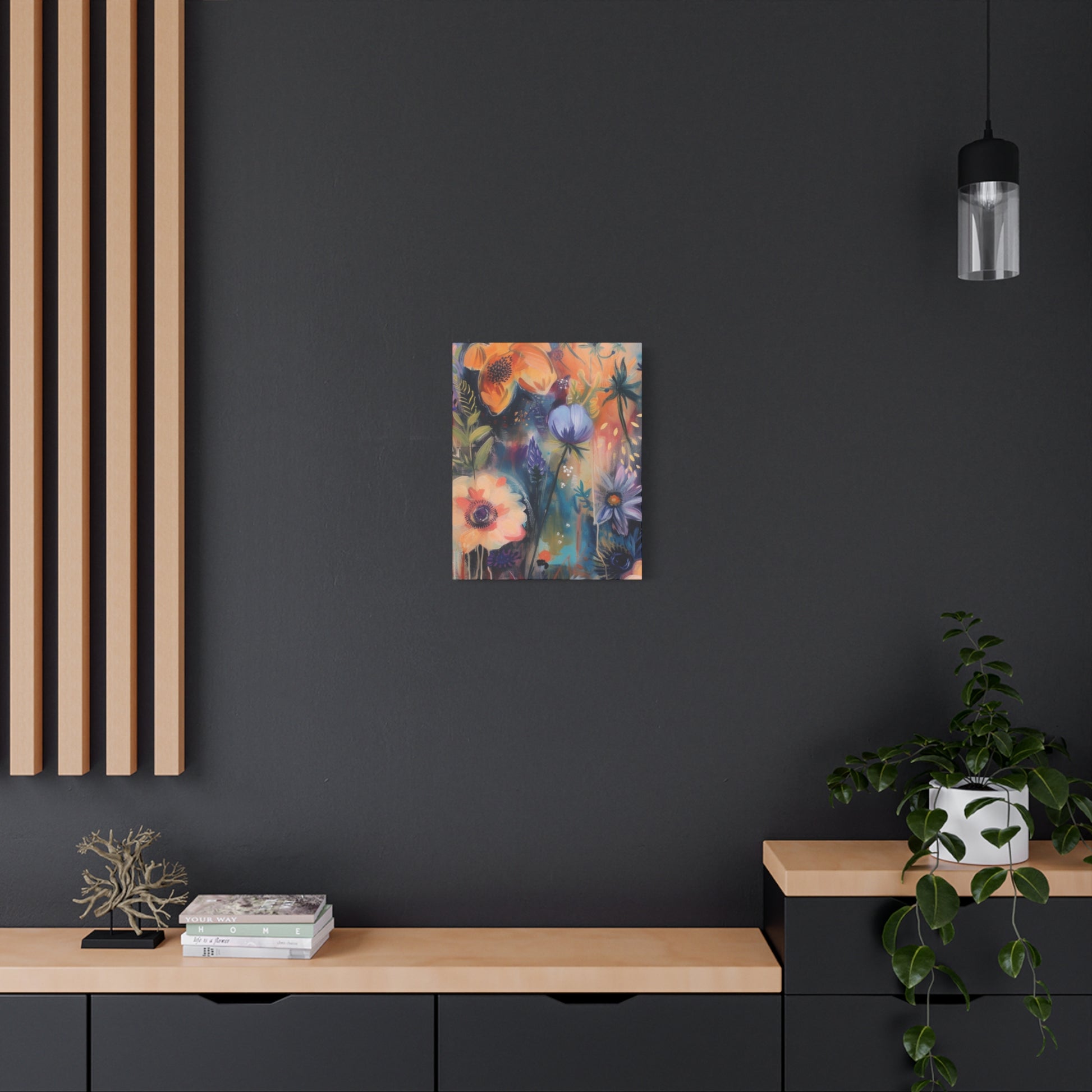 Boho Floral Wall Art Matte Canvas Stretched, Vibrant Botanical Design, Perfect for Living Room, Bedroom, or Office Decor, Adds a Stylish Touch to Any Space1.25" - MRSBYVALLE