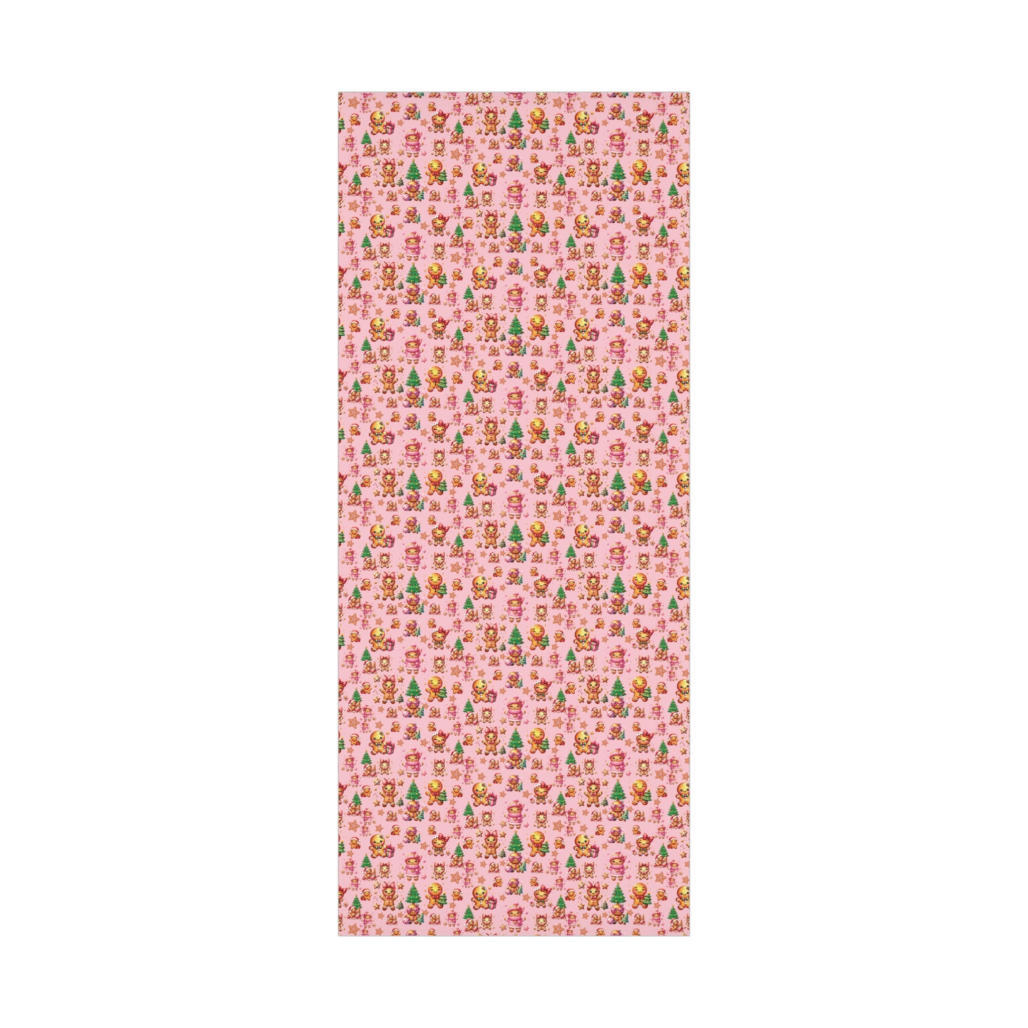 Pink Gingerbread Girls Christmas Wrapping Paper Cute Holiday Gift Wrap for Her, Festive & Whimsical Packaging for Xmas, Baby Showers Birthdays 3 SizesPerfect for Seasonal Gifting