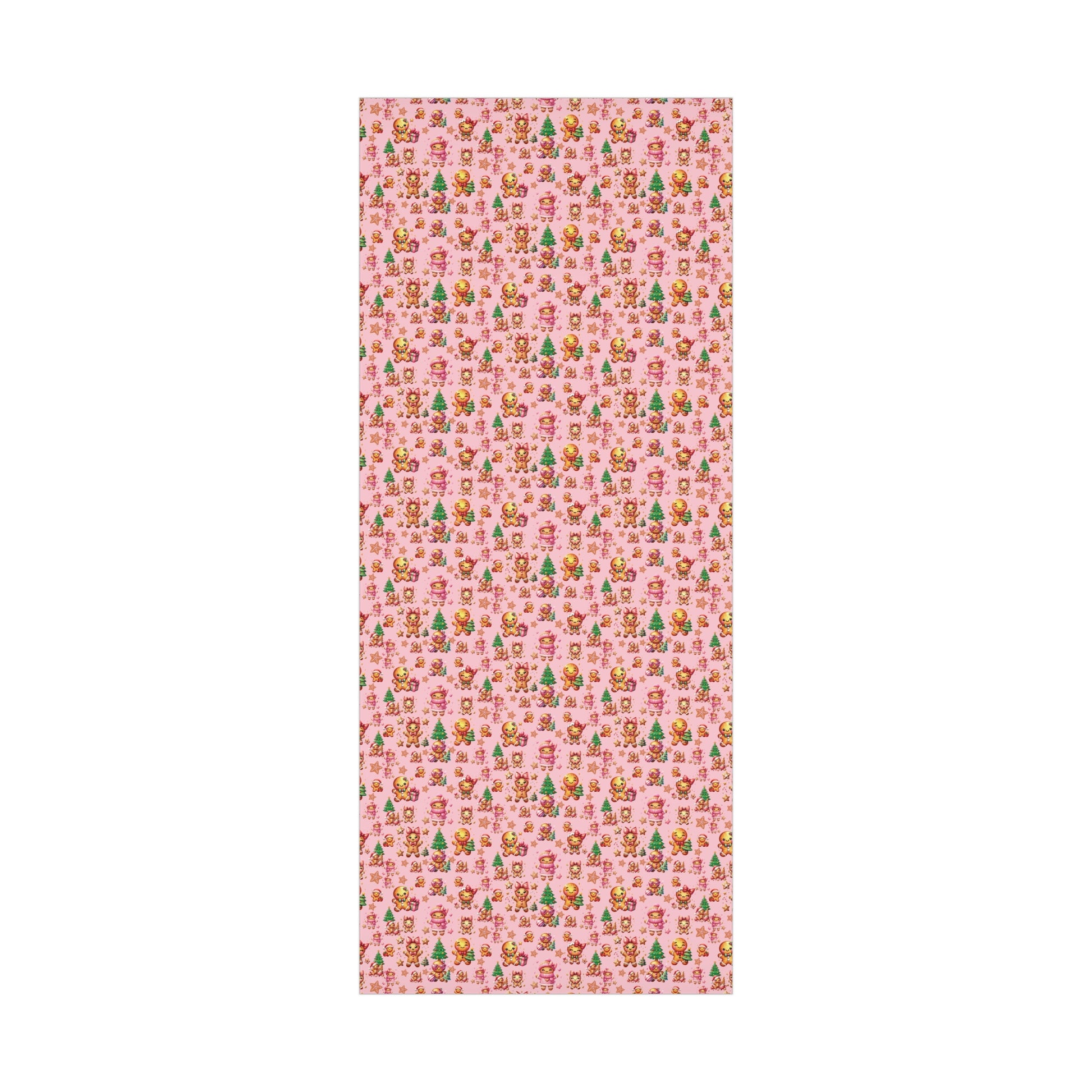 Pink Gingerbread Girls Christmas Wrapping Paper Cute Holiday Gift Wrap for Her, Festive & Whimsical Packaging for Xmas, Baby Showers Birthdays 3 SizesPerfect for Seasonal Gifting