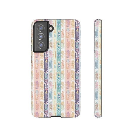Boho Pastel Feathers Modern Watercolor Abstract Phone Case Compatible with iPhone, Samsung & More - Stylish, Durable Protection with Vibrant Artistic Design Perfect Gift for Her