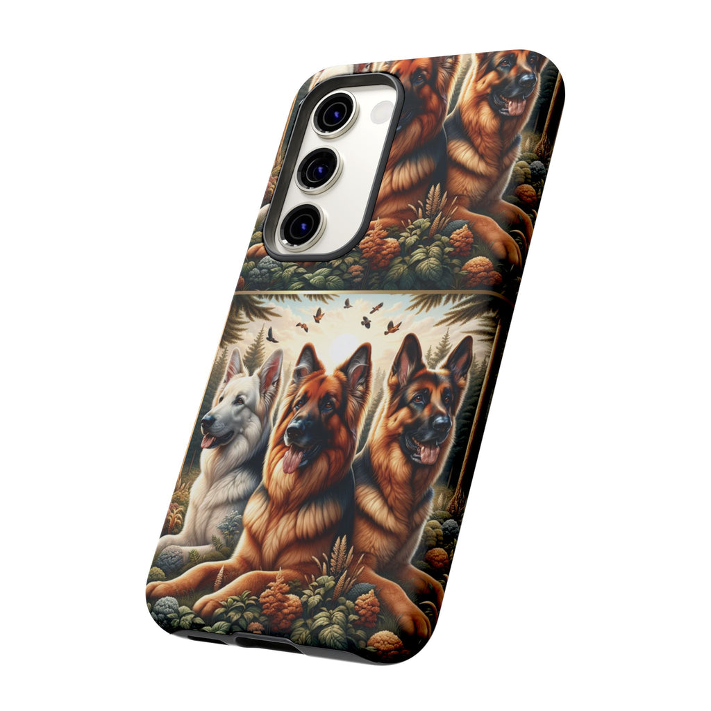 German Shepherd Phone Tough Case Floral Elegant Durable Dog Lover Devices iPhone 15, Samsung iPhone Samsung Accessory Gift for Her