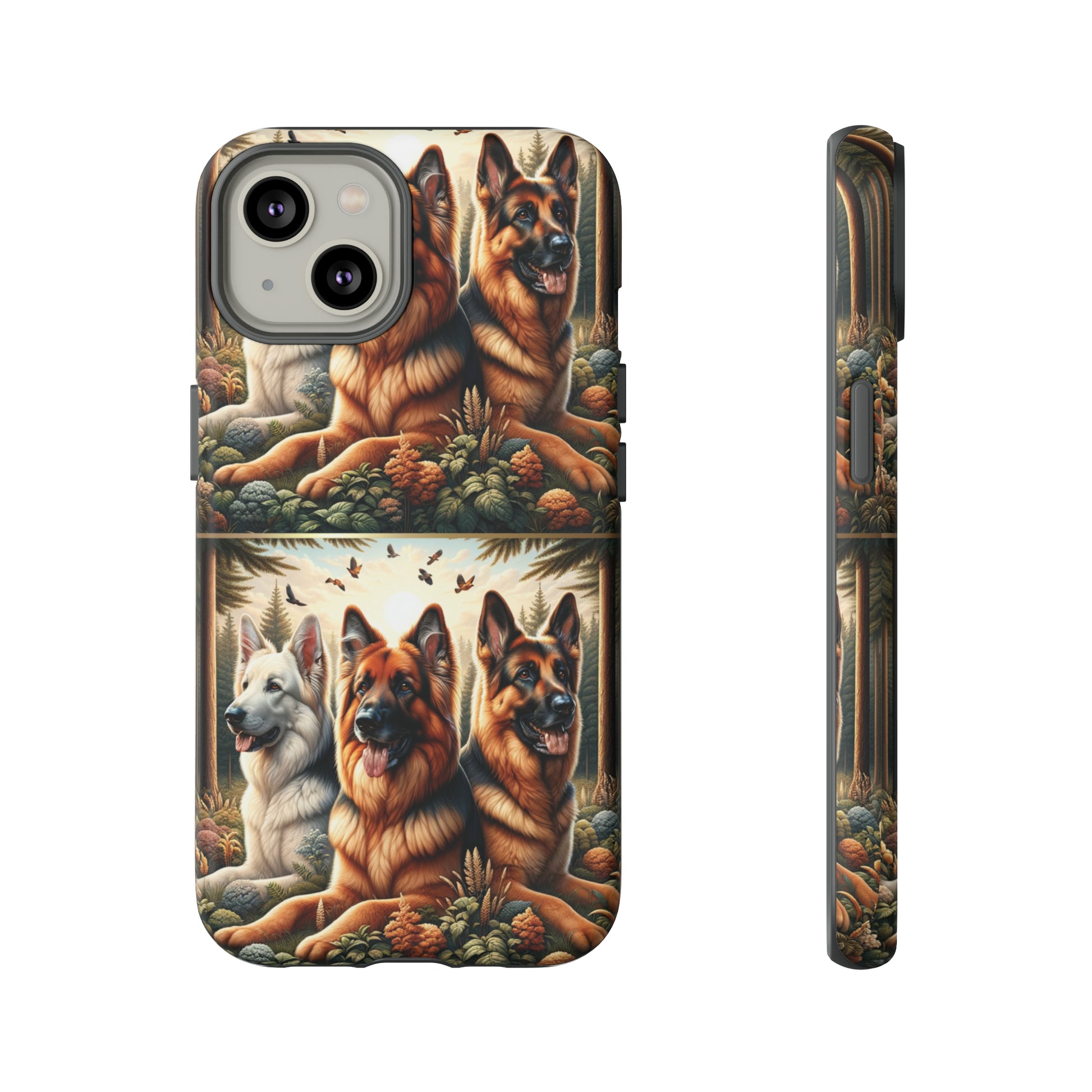 German Shepherd Phone Tough Case Floral Elegant Durable Dog Lover Devices iPhone 15, Samsung iPhone Samsung Accessory Gift for Her.