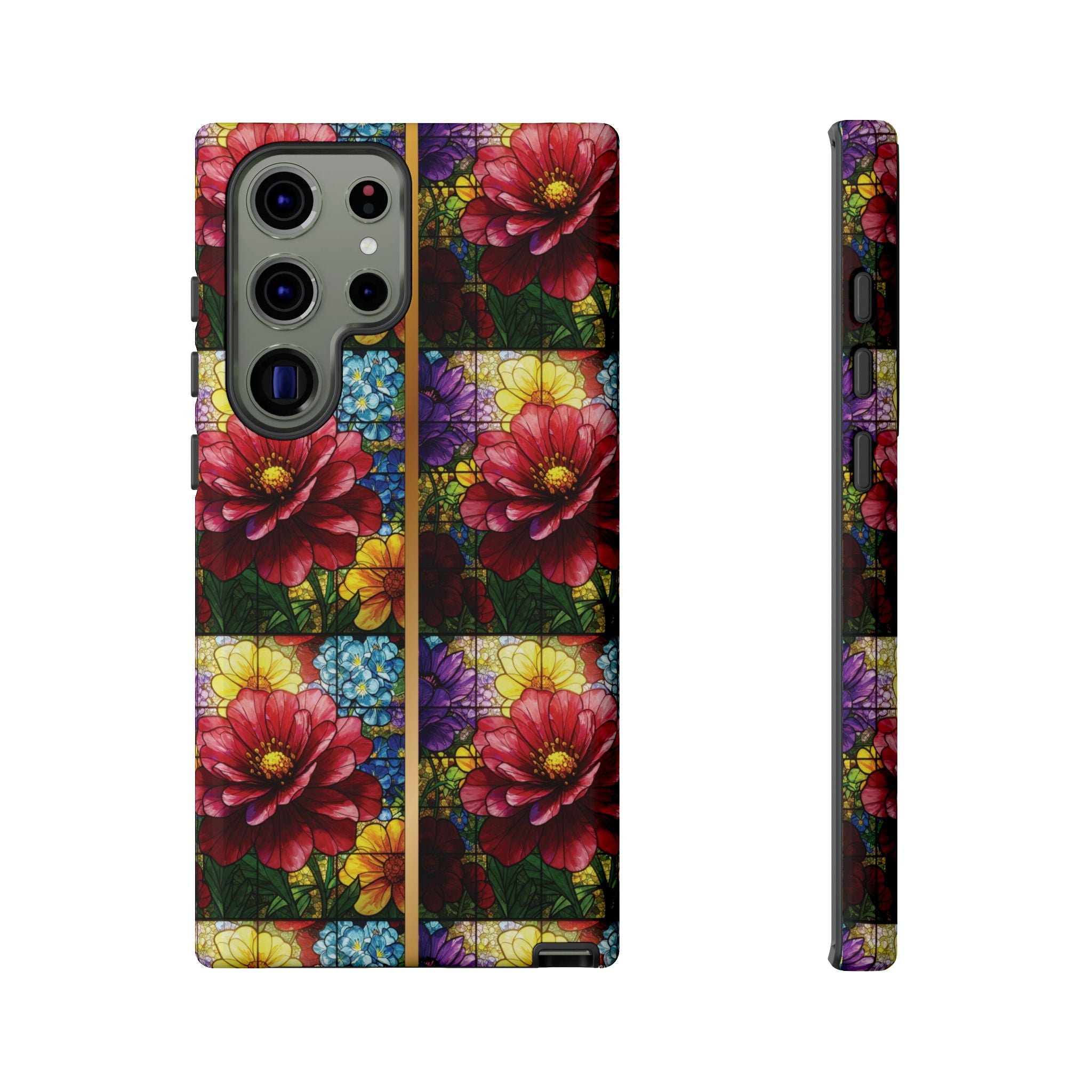 Stained Glass Illusion Floral Phone Case  3D Colorful Flower Design, Protective Christian Gift, Fits iPhone, Samsung, Google Pixel