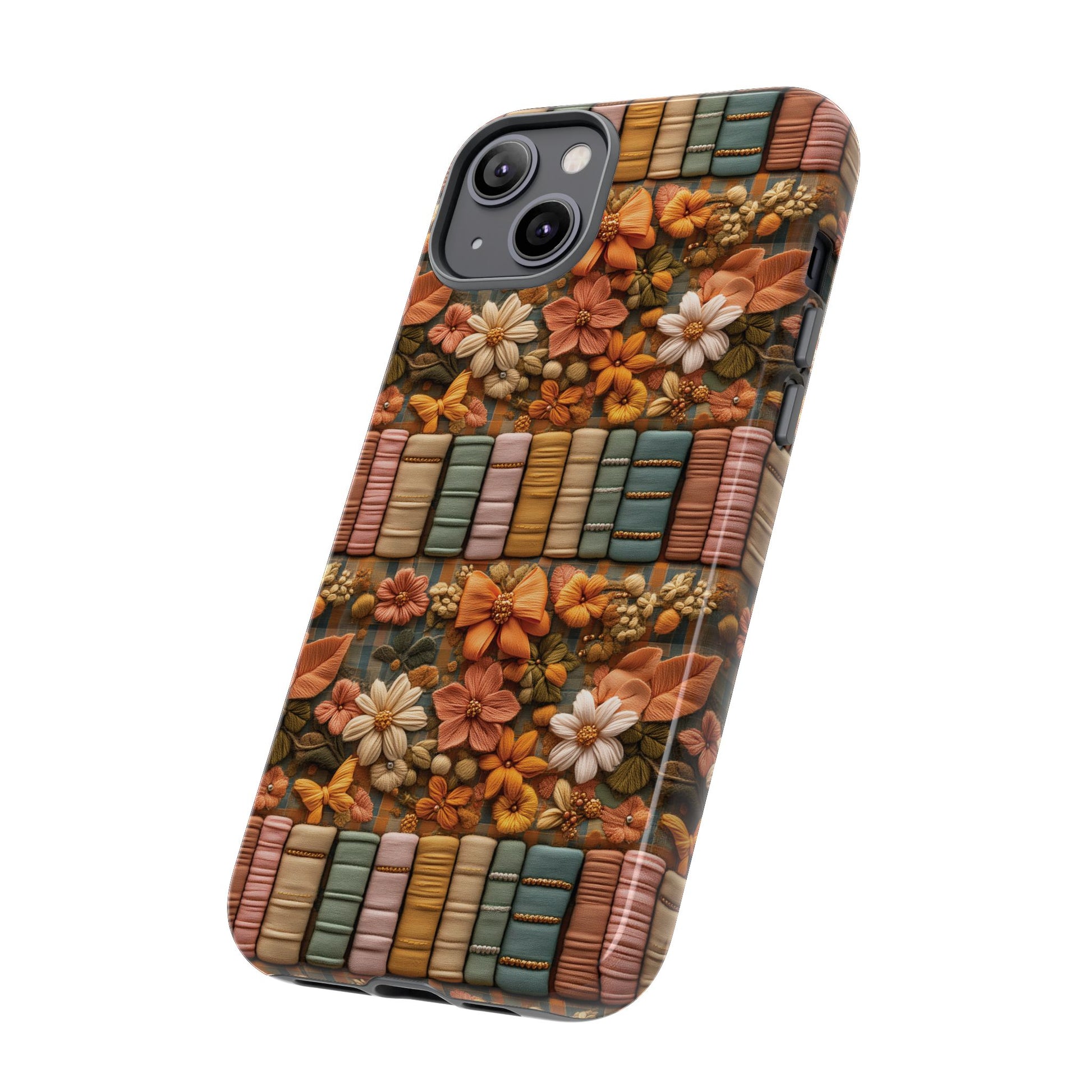 3D Illusion Boho Floral and Books Phone Case Gift for Her Phone 15, Samsung iPhone Samsung Gift for Her Case iPhone 15, Samsung iPhone Samsung Accessory Gift for Her