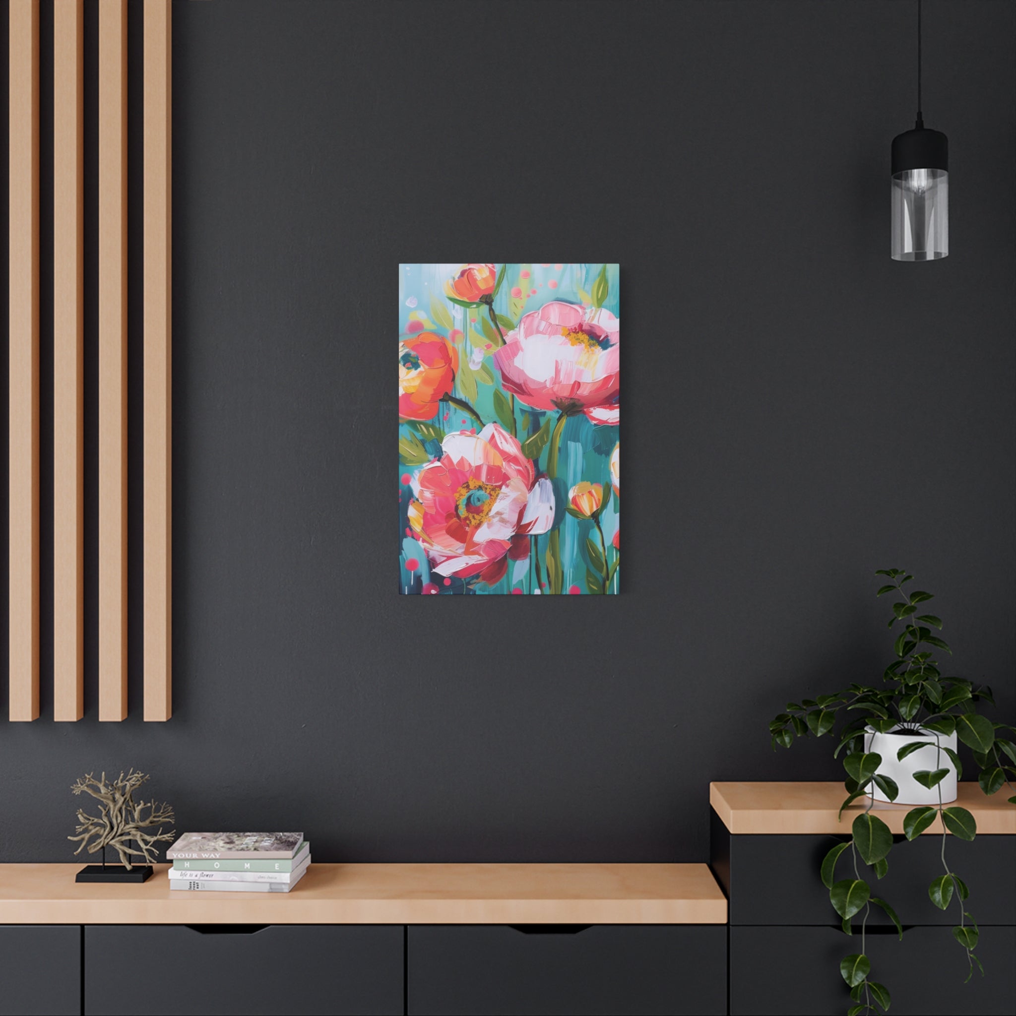 Unique Boho Floral Wall Art Matte Canvas Stretched, Vibrant Botanical Design, Perfect for Living Room, Bedroom, or Office Decor, Adds a Stylish Touch to Any Space - MRSBYVALLE