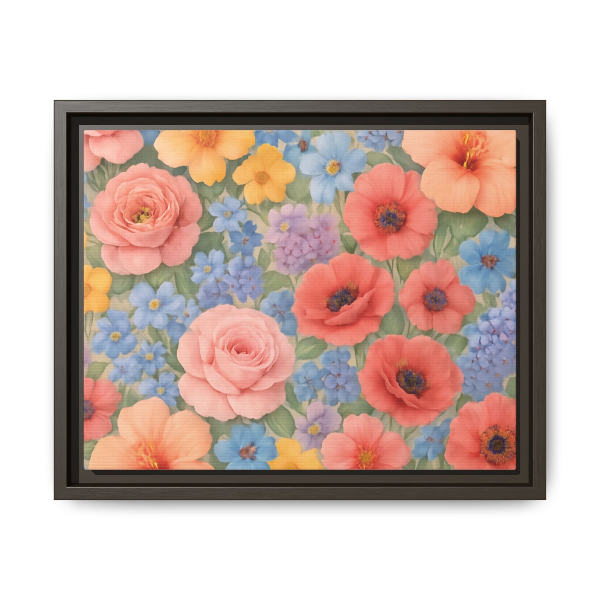 Luxury Framed Floral Canvas – Bold Multi-Color Botanical Wall Art, Elegant Nature-Inspired Accent for Living Room, Bedroom, or Office Décor Gift for Mom