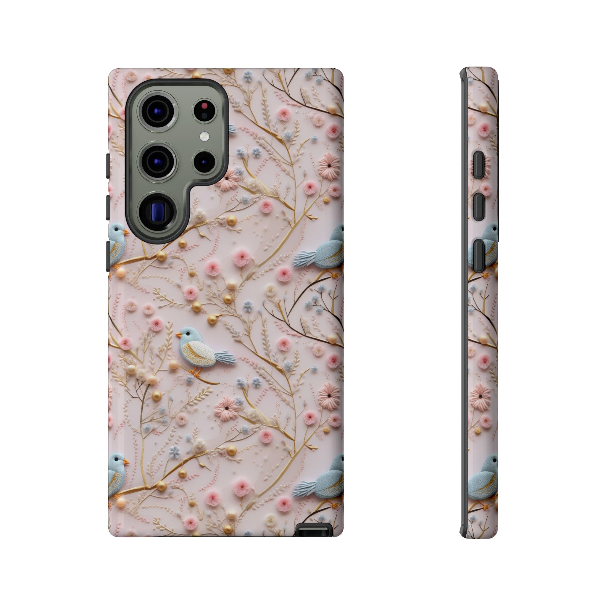 3D Birds Elegant Faux Flowers Phone Case Stylish & Durable for iPhone Samsung Gift iPhone 15, 14, 13 Samsung Pixel Gift for Mom Accessory Gift for Her