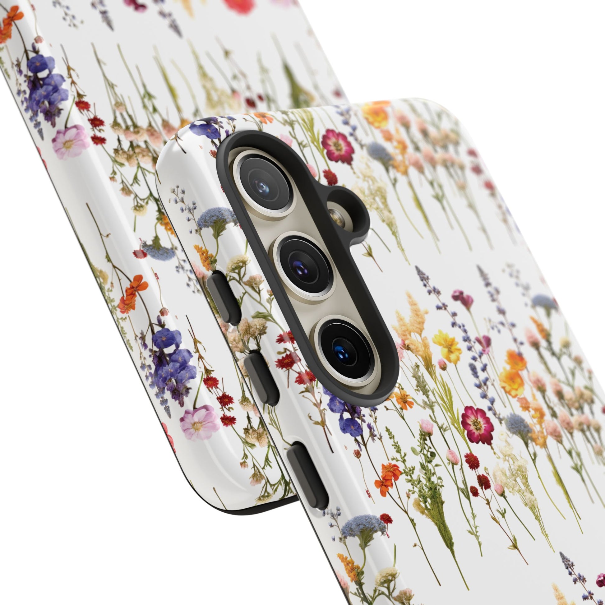 White Best Phone Case Press Flowers Floral 3D Illusion Luxury Tough Case Floral Elegant Durable Stylish for Modern Devices iPhone 17, 16, 15, Samsung iPhone Samsung Accessory Gift for Her